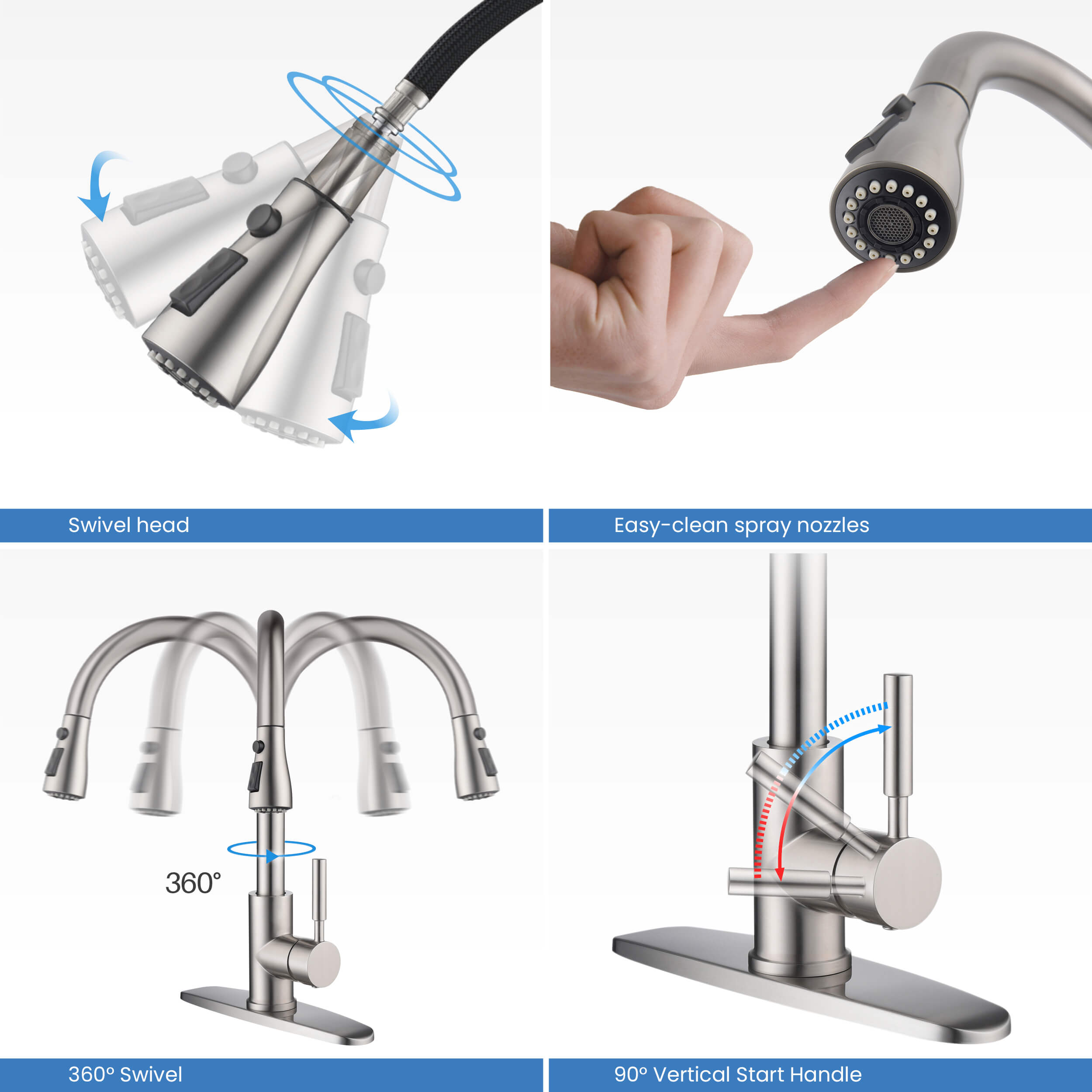 Value Collection - Single Handle Pull Down Kitchen Faucet With Touch Sensor - F102-S - Shop at Home Craft Studio - 5