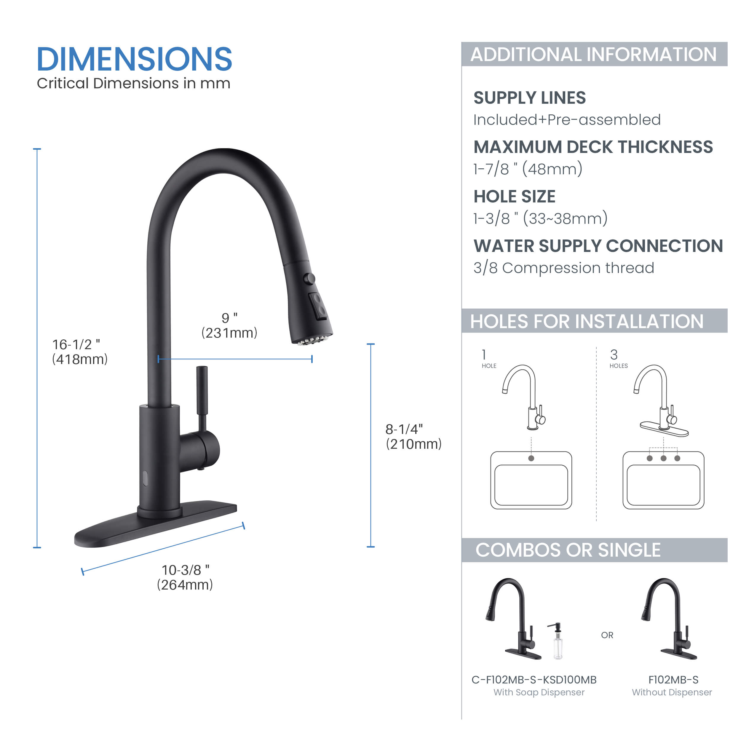 Value Collection - Single Handle Pull Down Kitchen Faucet With Touch Sensor - F102-S - Shop at Home Craft Studio - 12