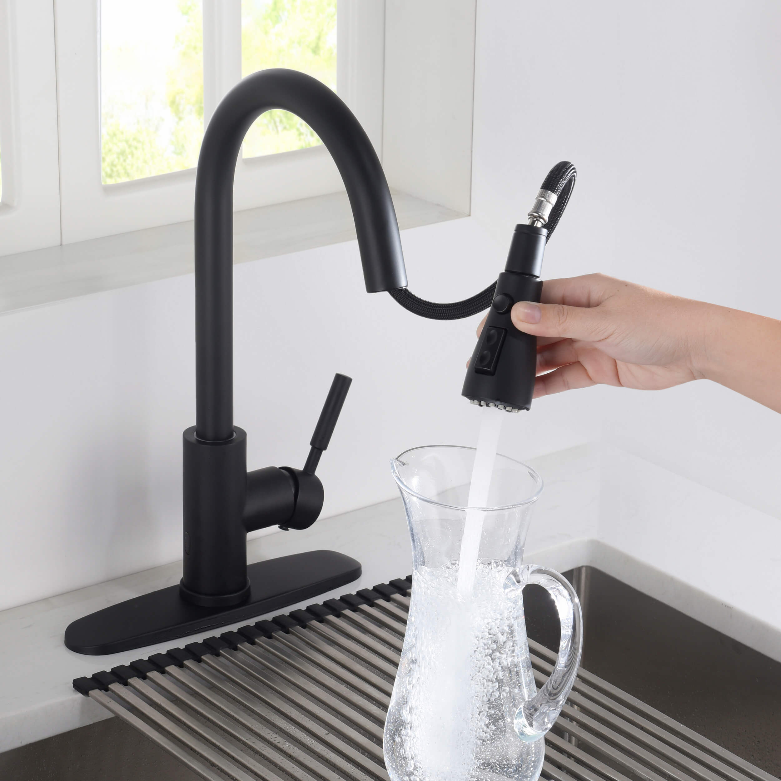 Value Collection - Single Handle Pull Down Kitchen Faucet With Touch Sensor - F102-S - Shop at Home Craft Studio - 16