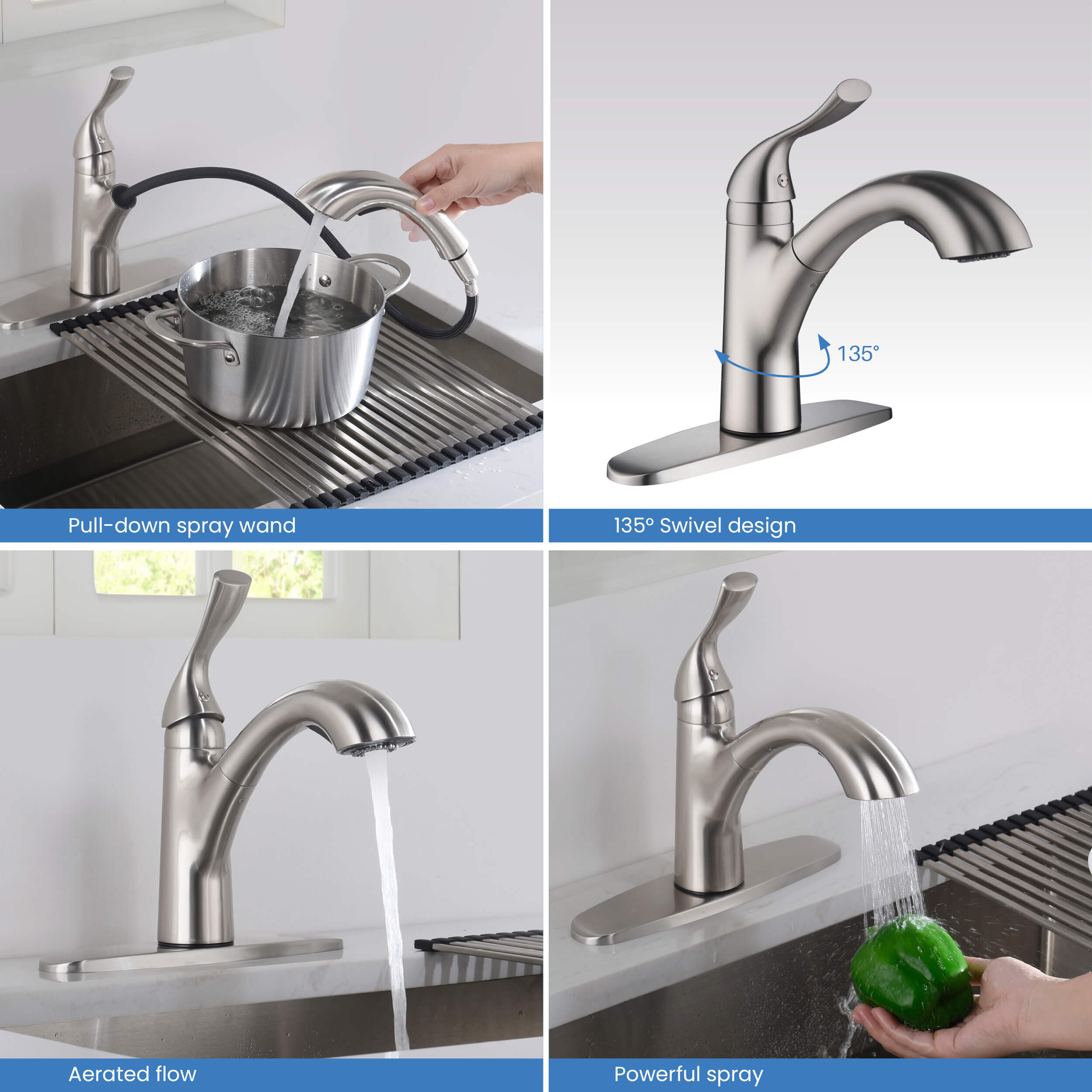 Value Collection - Single Handle Pull Out Kitchen Faucet - F103 - Shop at Home Craft Studio - 5