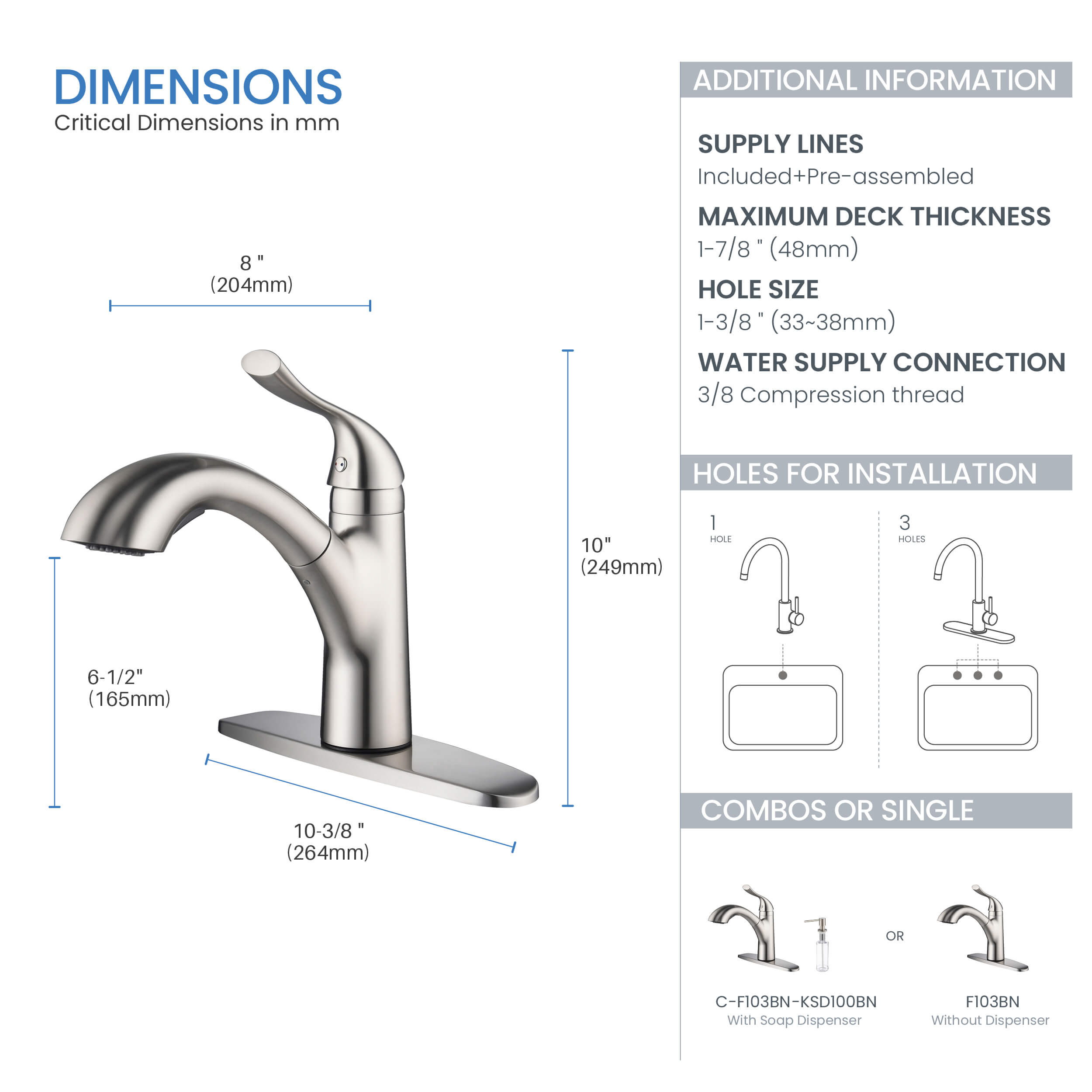 Value Collection - Single Handle Pull Out Kitchen Faucet - F103 - Shop at Home Craft Studio - 9