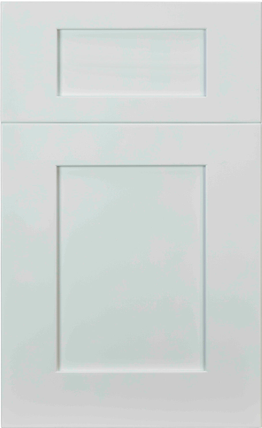 Prestige Dover Latte cabinet door featuring a reversed center panel shaker design with clean lines and a transitional look.