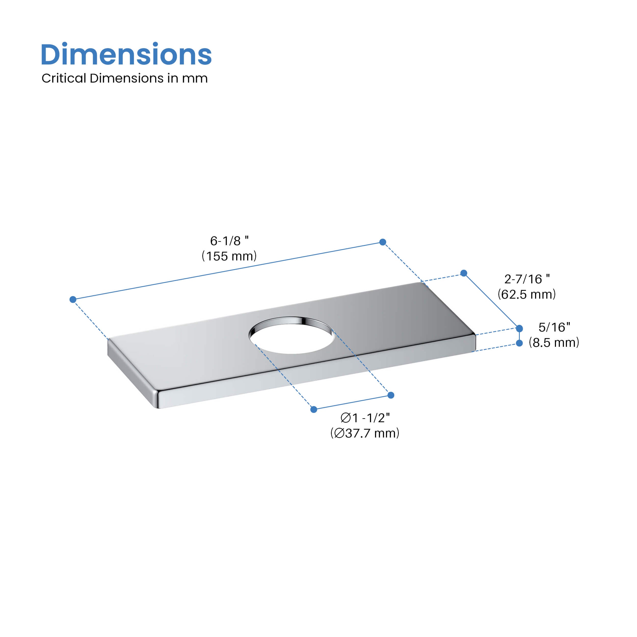 6 Inch Quadra Bathroom Faucet Hole Cover - FC-3