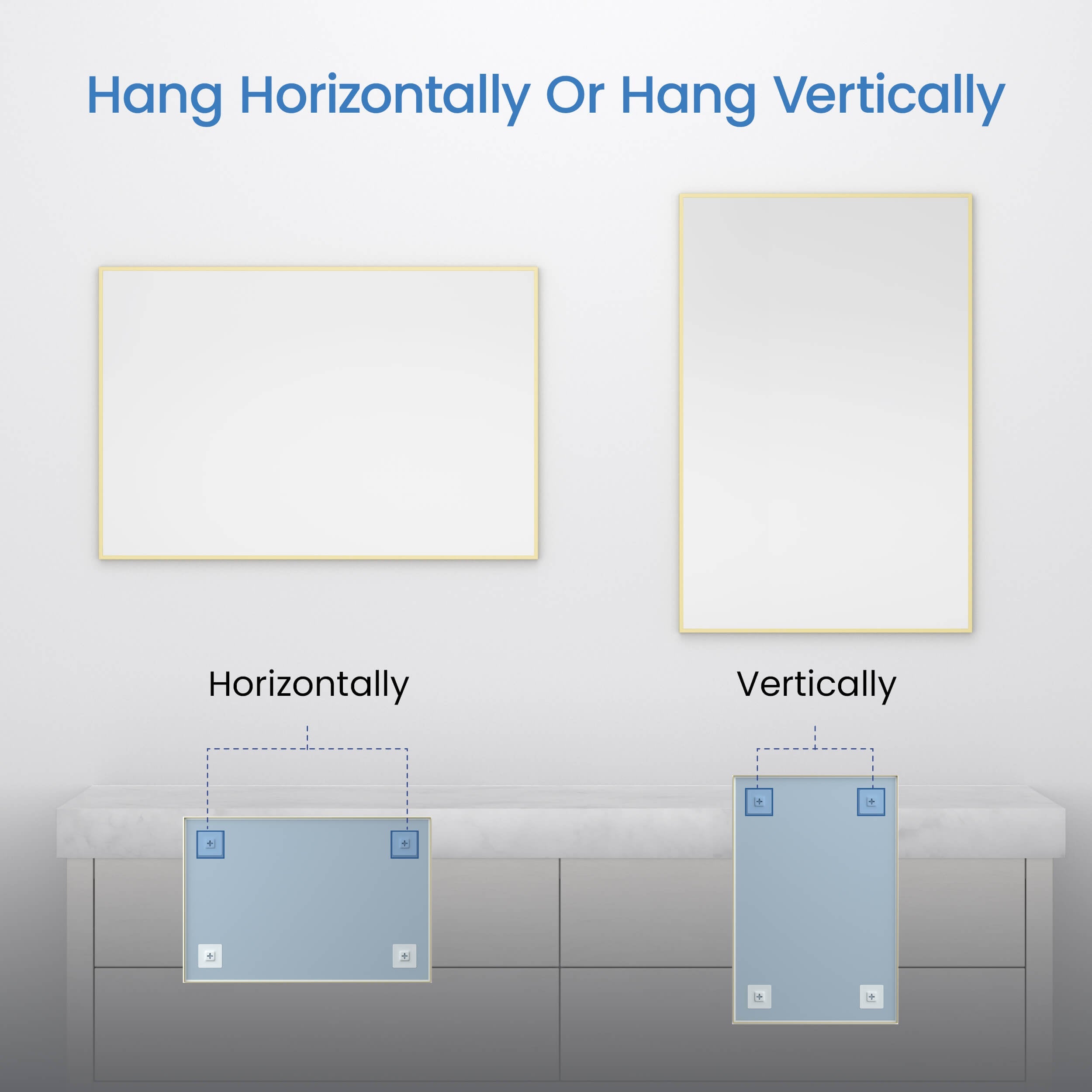 18" x 36" Shatterproof Wall Mount Metal Frame Mirror - FM1-1836