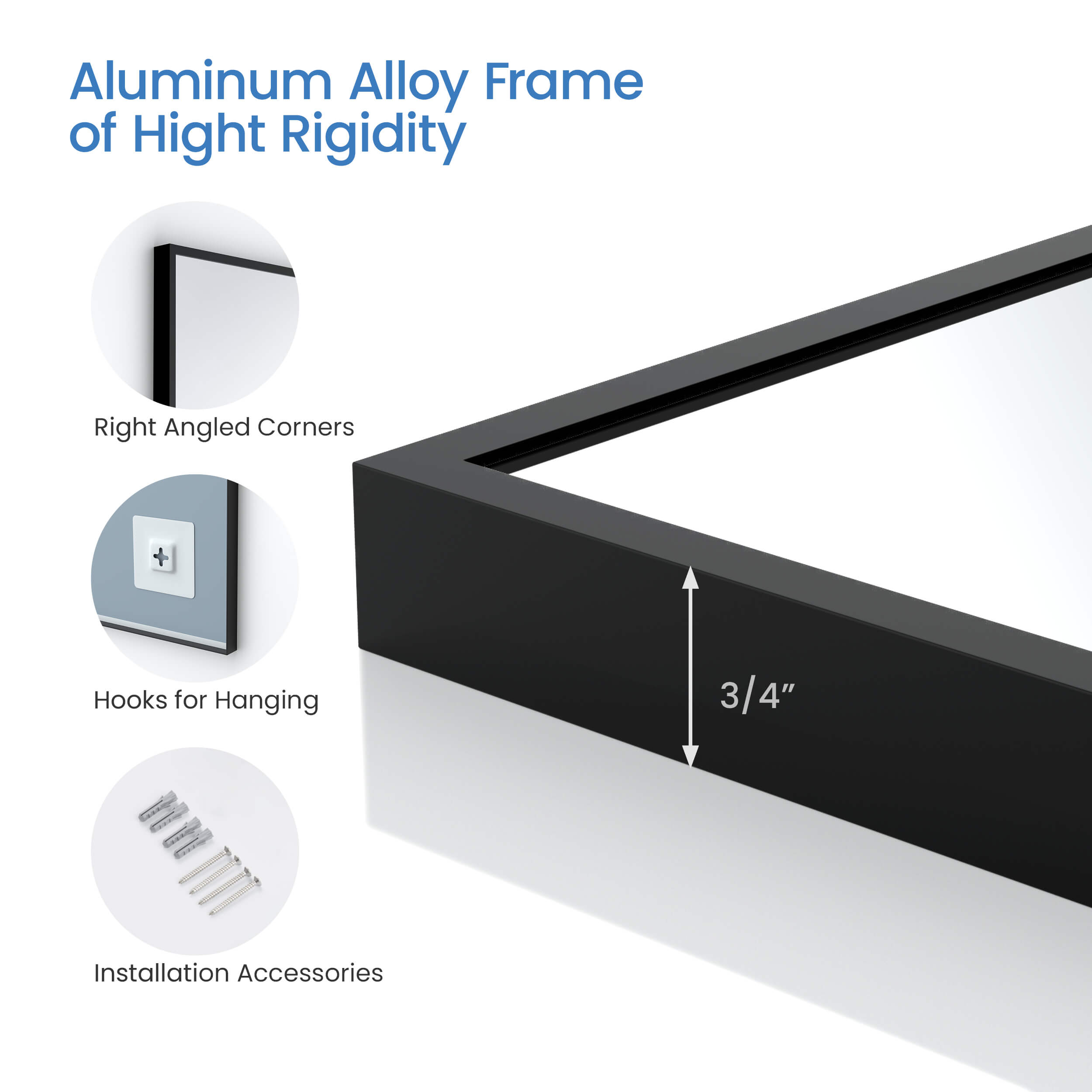 18" x 36" Shatterproof Wall Mount Metal Frame Mirror - FM1-1836