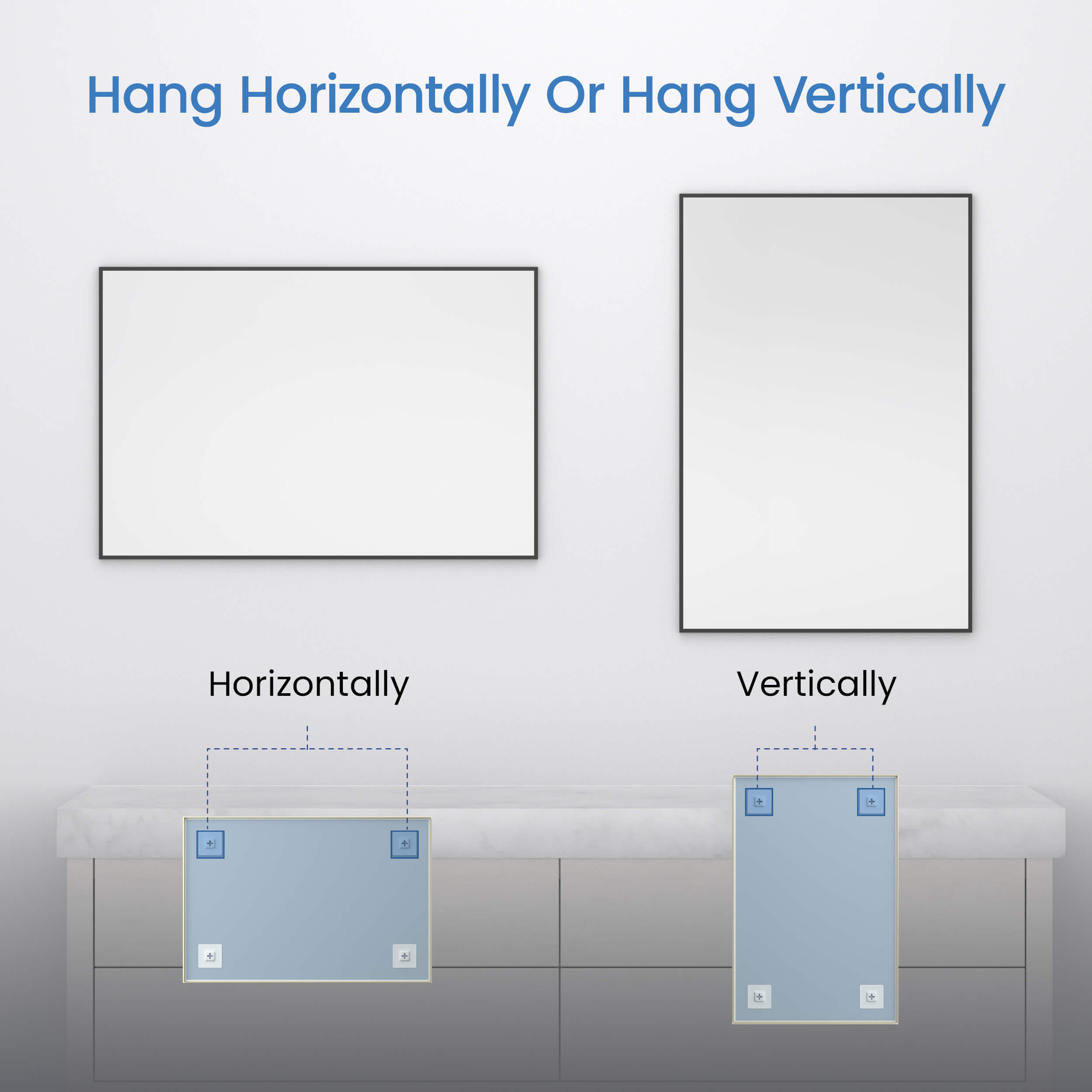 24" x 36" Shatterproof Wall Mount Metal Frame Mirror - FM1-2436