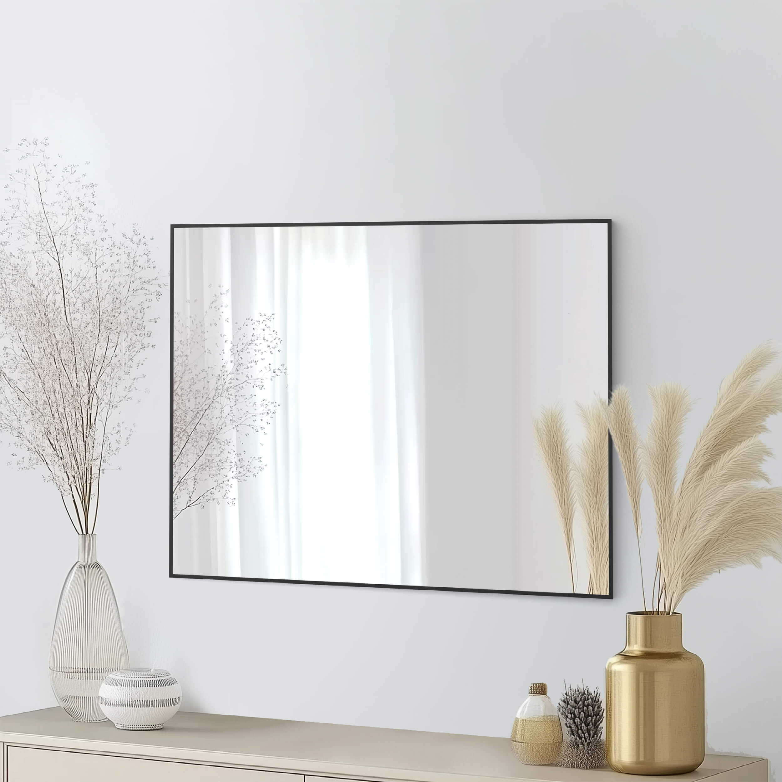 30" x 36" Shatterproof Wall Mount Metal Frame Mirror - FM1-3036