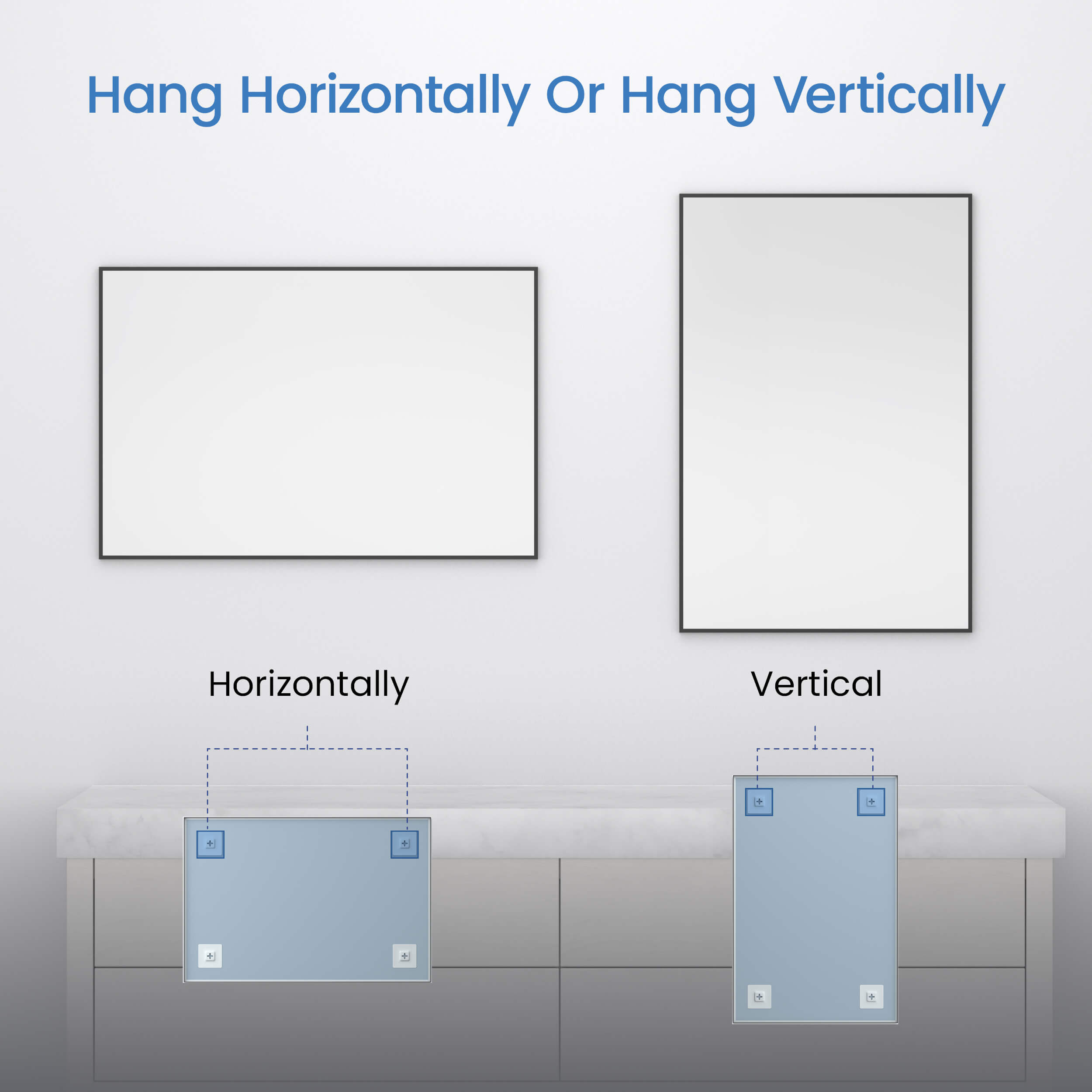 30" x 36" Shatterproof Wall Mount Metal Frame Mirror - FM1-3036