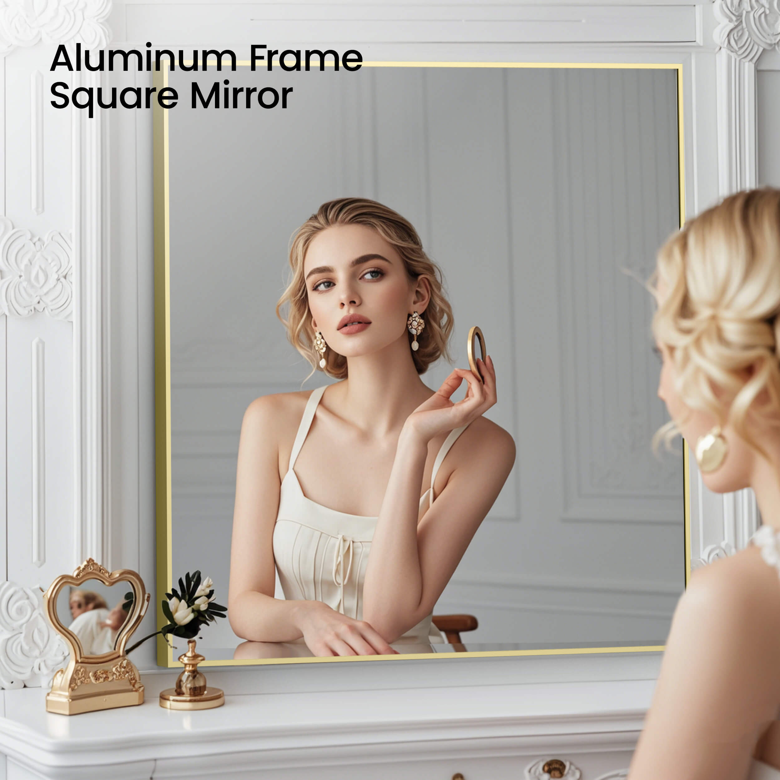 36" x 36" Shatterproof Wall Mount Metal Frame Mirror - FM1-3636