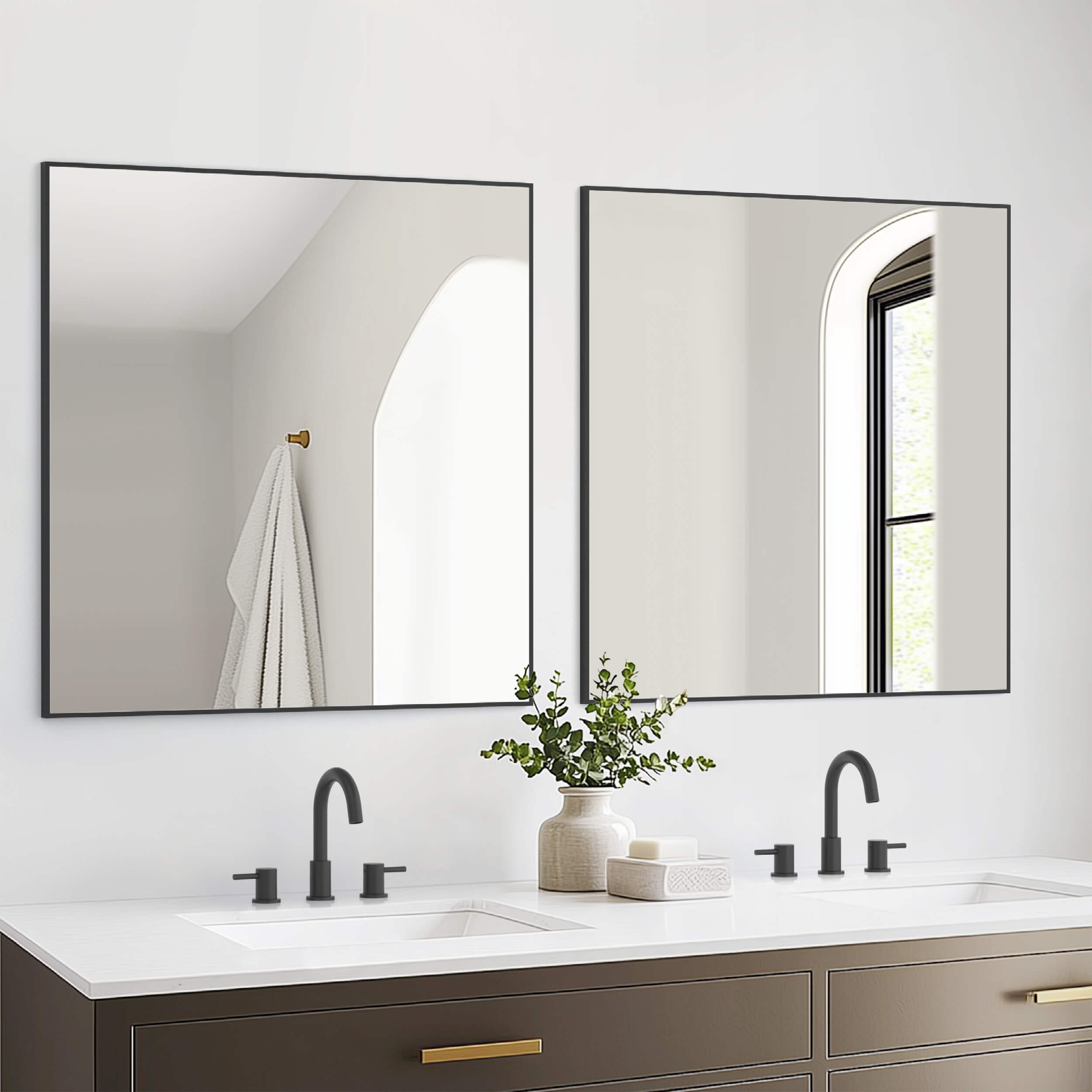 36" x 36" Shatterproof Wall Mount Metal Frame Mirror - FM1-3636