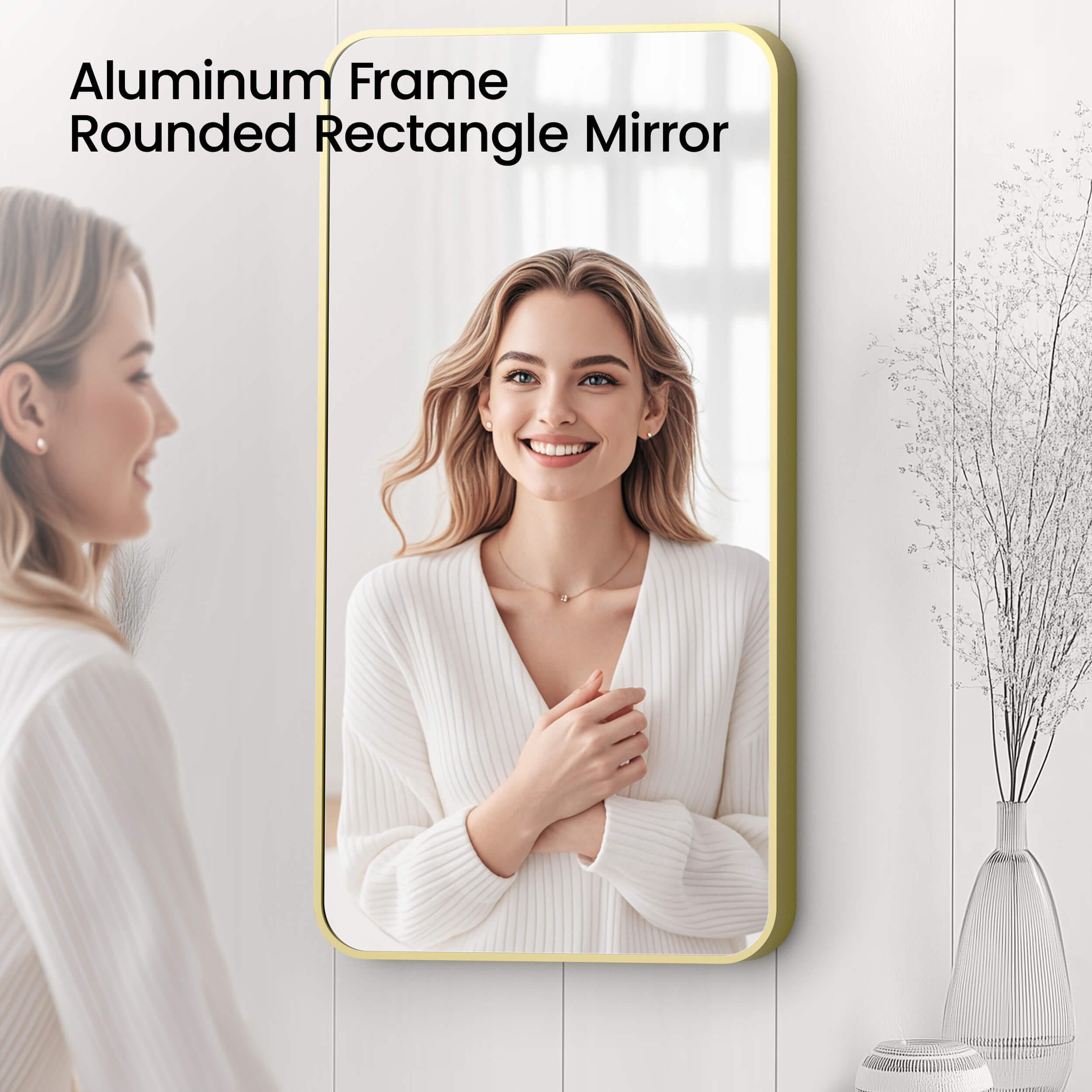 18" x 36" Shatterproof Wall Mount Metal Frame Mirror - FM2-1836