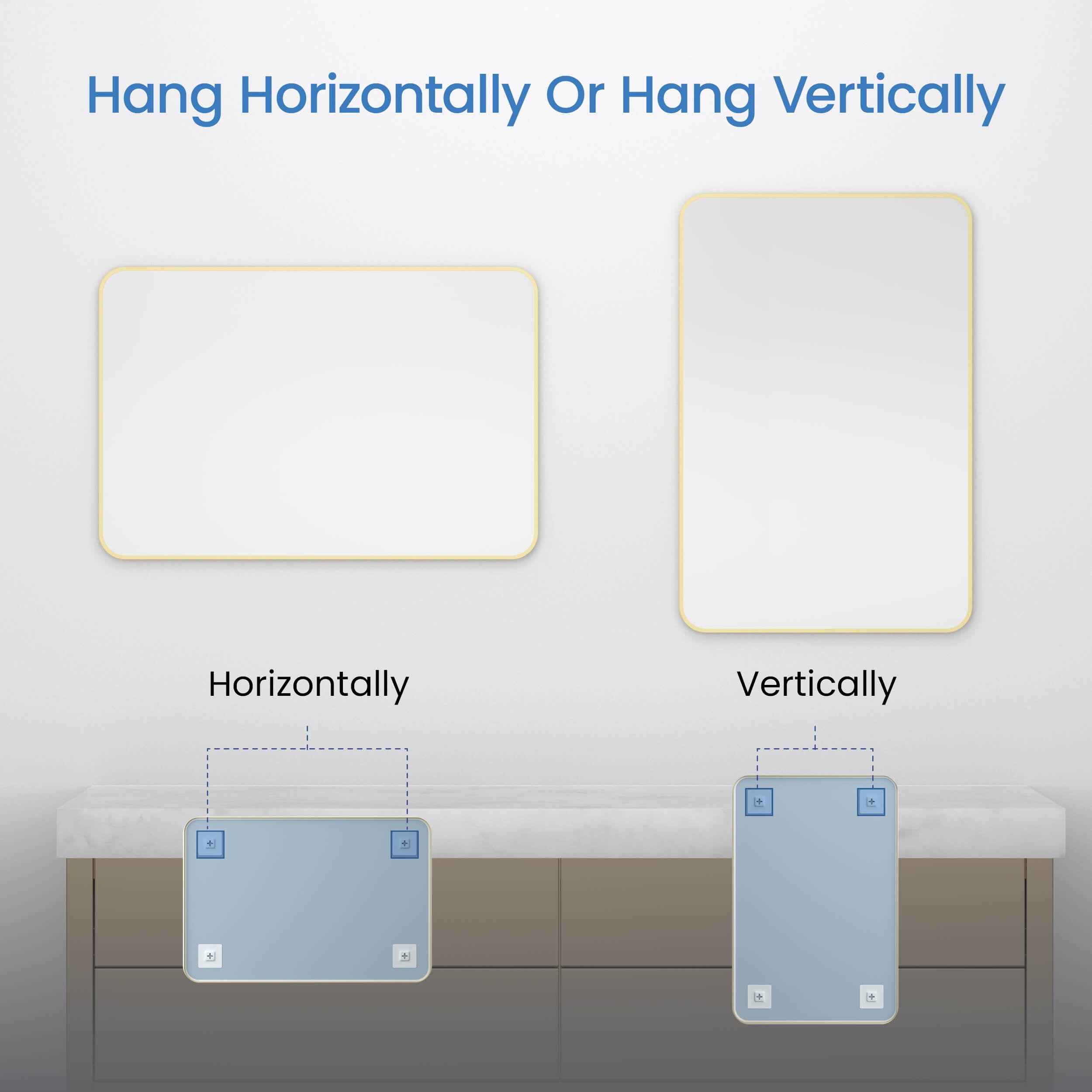 18" x 36" Shatterproof Wall Mount Metal Frame Mirror - FM2-1836