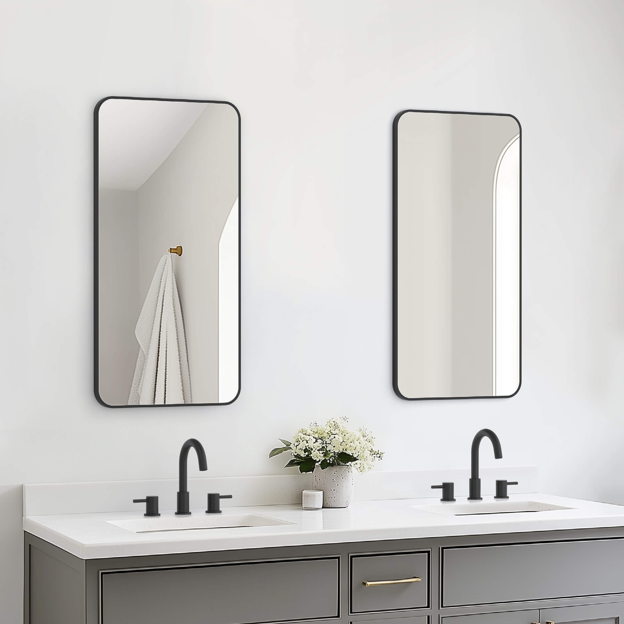 18" x 36" Shatterproof Wall Mount Metal Frame Mirror - FM2-1836