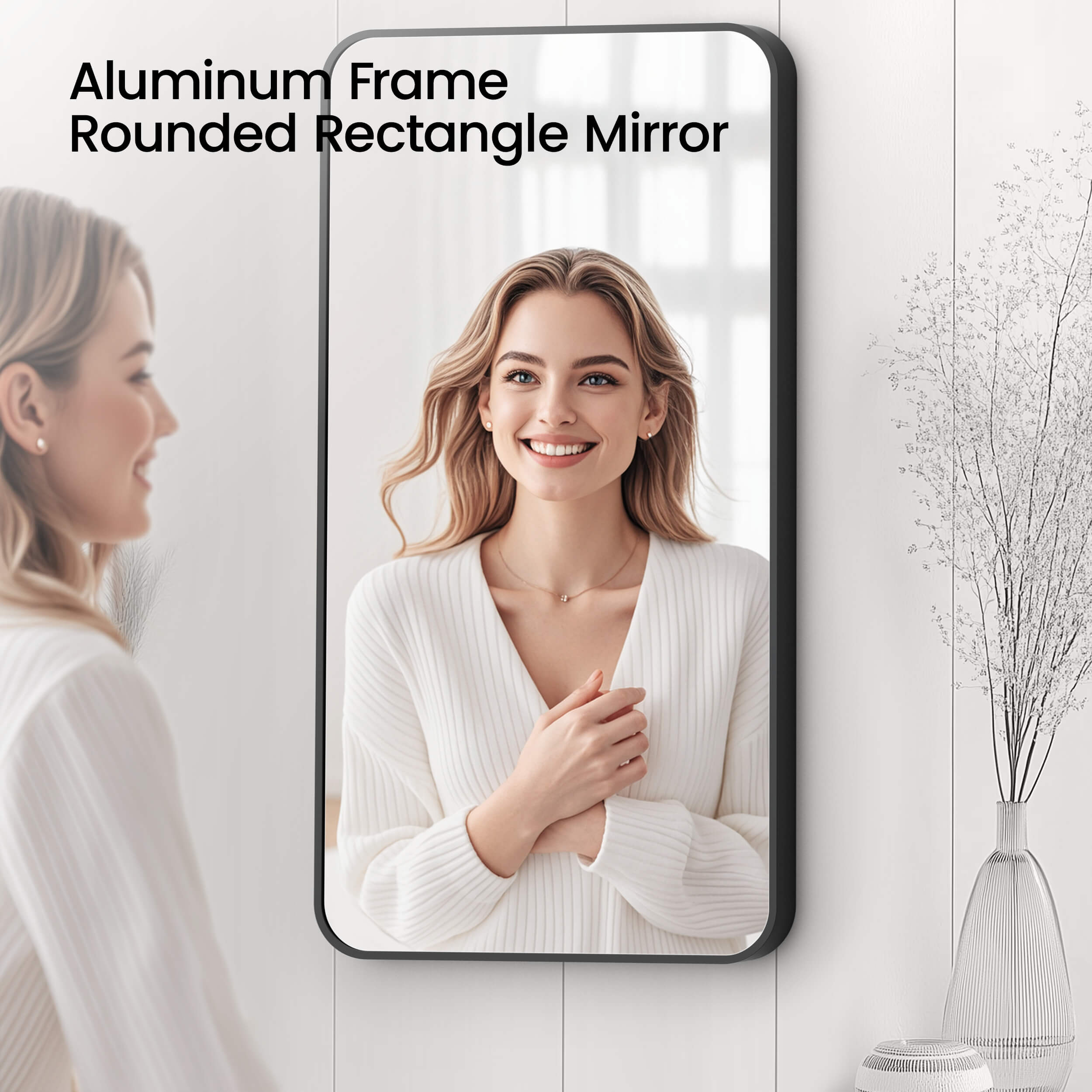 18" x 36" Shatterproof Wall Mount Metal Frame Mirror - FM2-1836