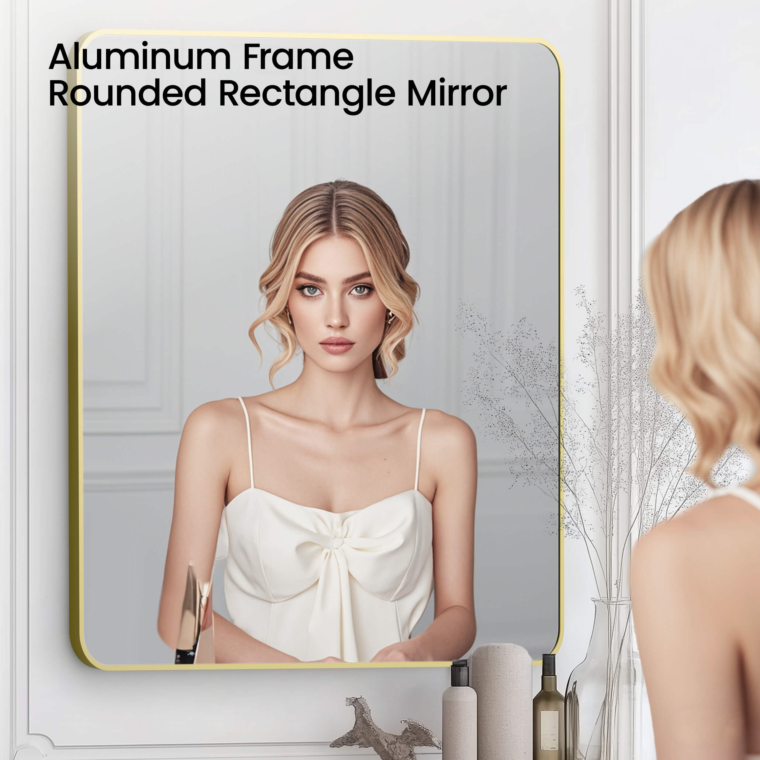 30" x 36" Shatterproof Wall Mount Metal Frame Mirror - FM2-3036