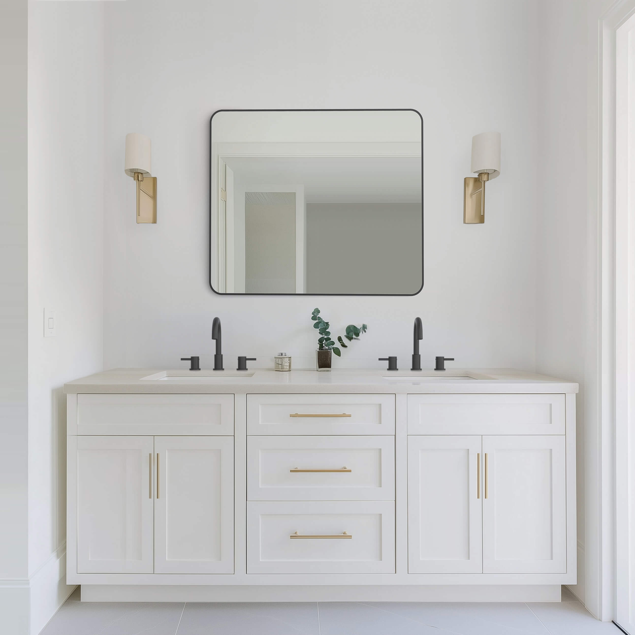 30" x 36" Shatterproof Wall Mount Metal Frame Mirror - FM2-3036