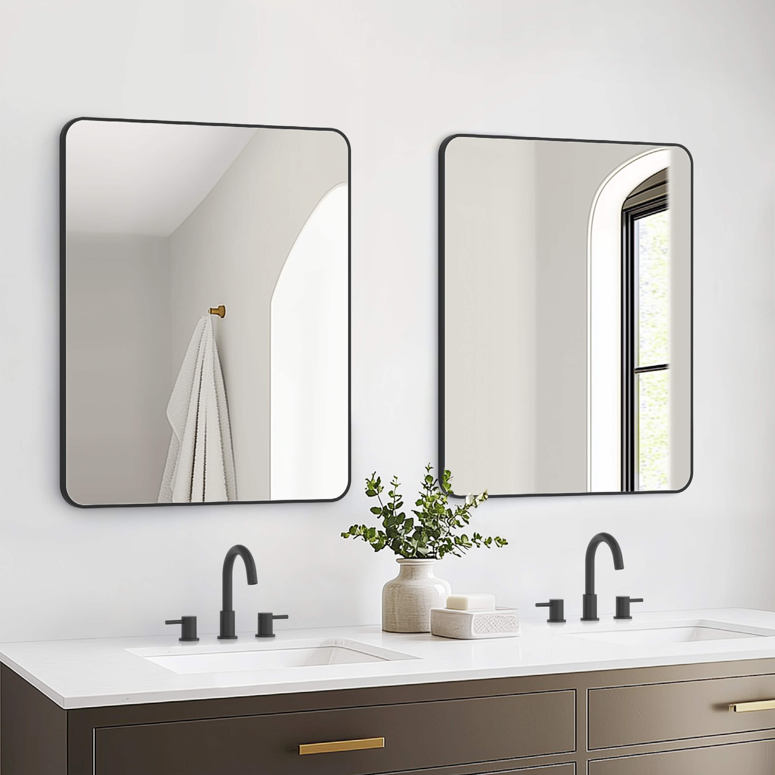 30" x 36" Shatterproof Wall Mount Metal Frame Mirror - FM2-3036