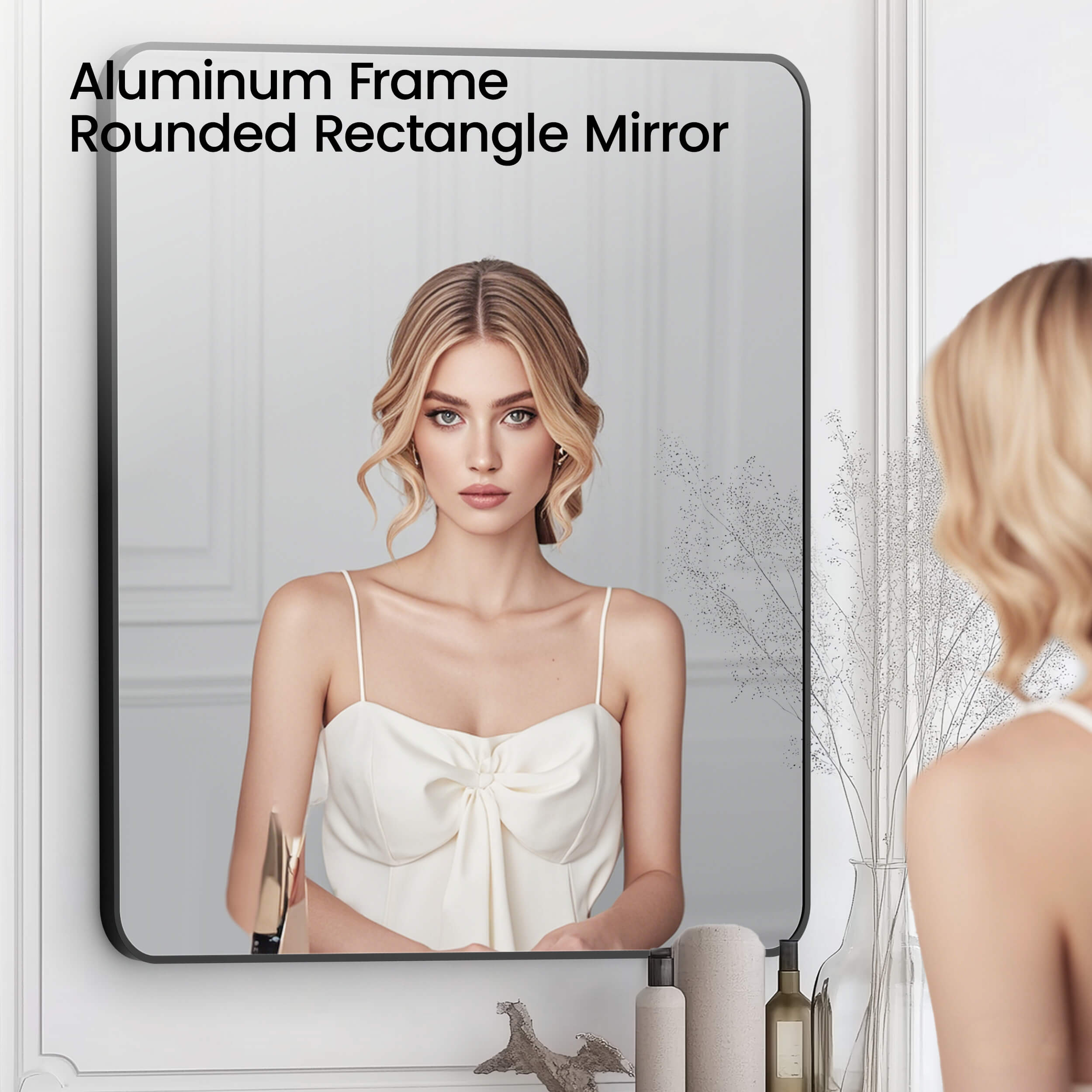 30" x 36" Shatterproof Wall Mount Metal Frame Mirror - FM2-3036