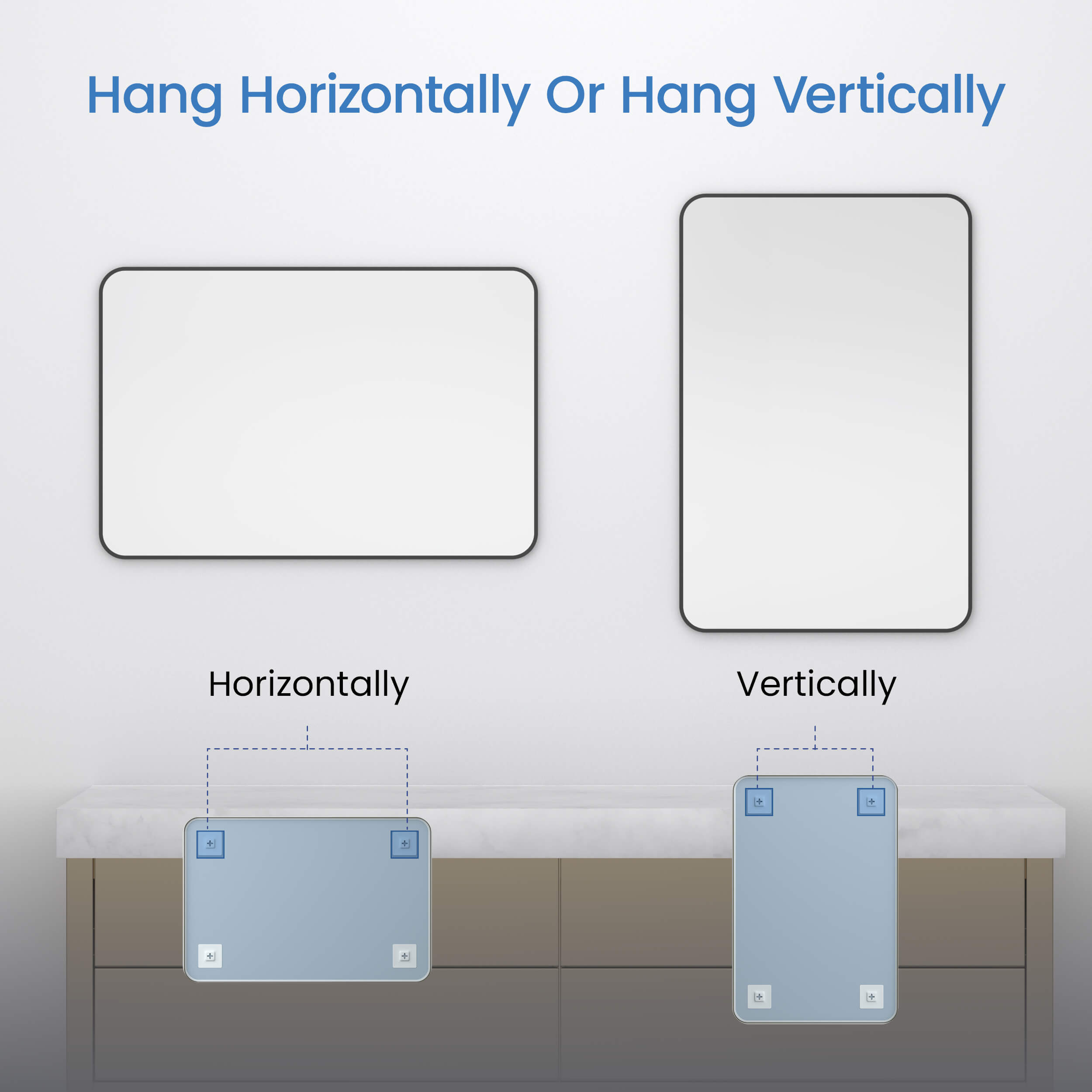 30" x 36" Shatterproof Wall Mount Metal Frame Mirror - FM2-3036