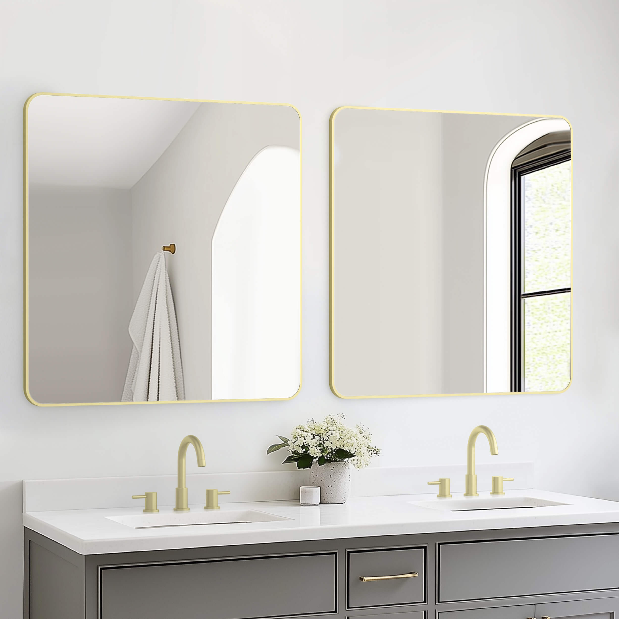 36" x 36" Shatterproof Wall Mount Metal Frame Mirror - FM2-3636