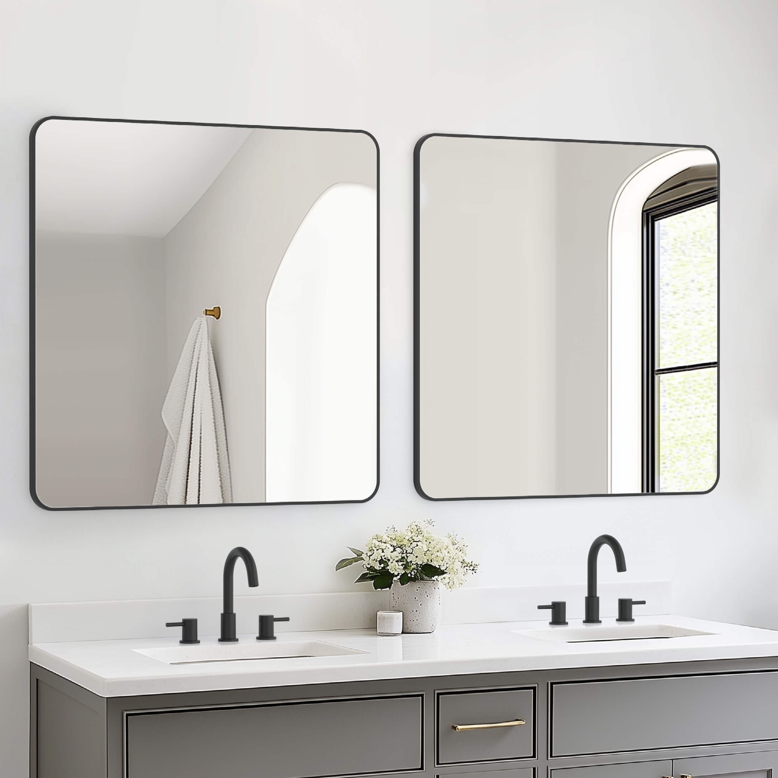36" x 36" Shatterproof Wall Mount Metal Frame Mirror - FM2-3636