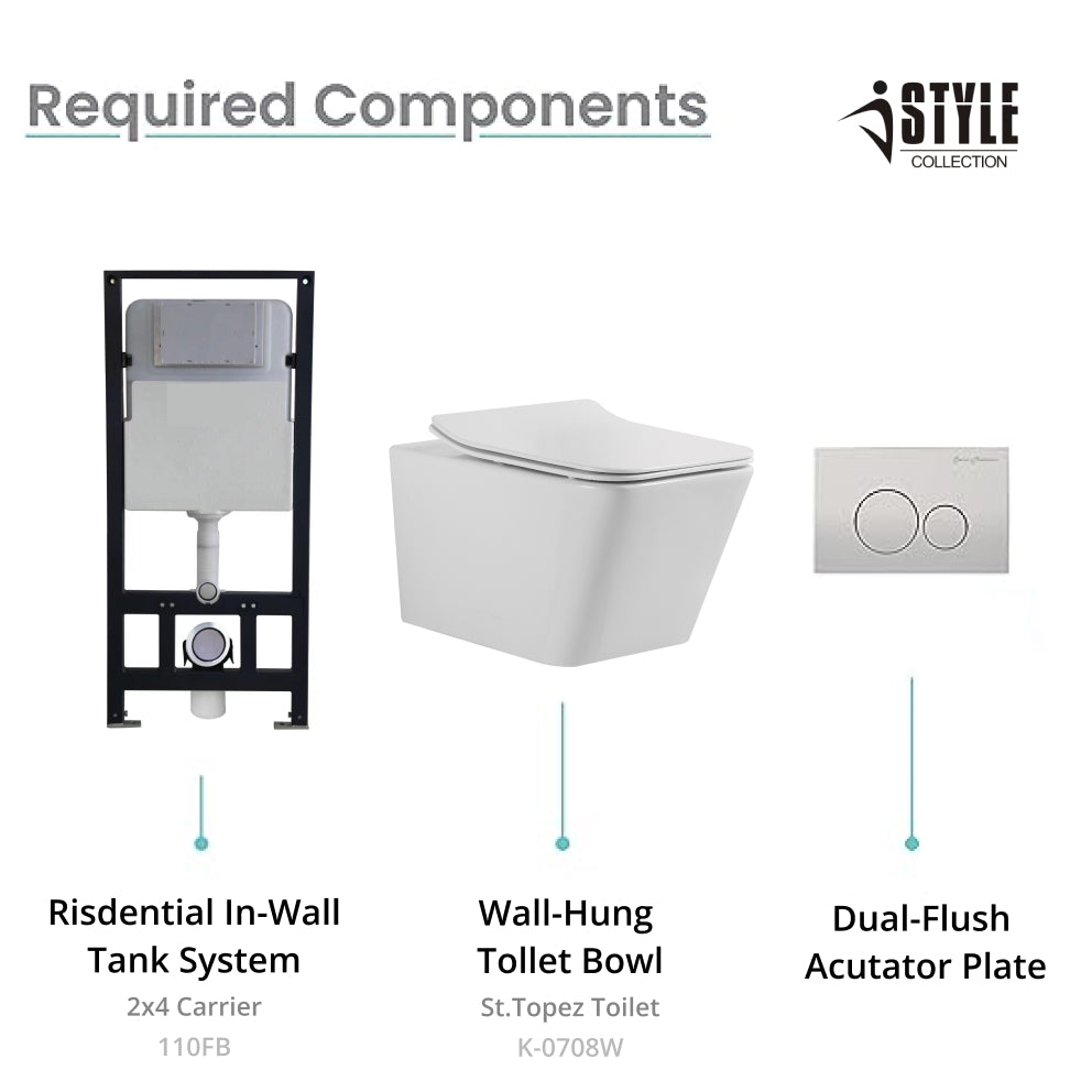 K0708 Wall Hung Toilet with In-Wall Tank & Carrier System