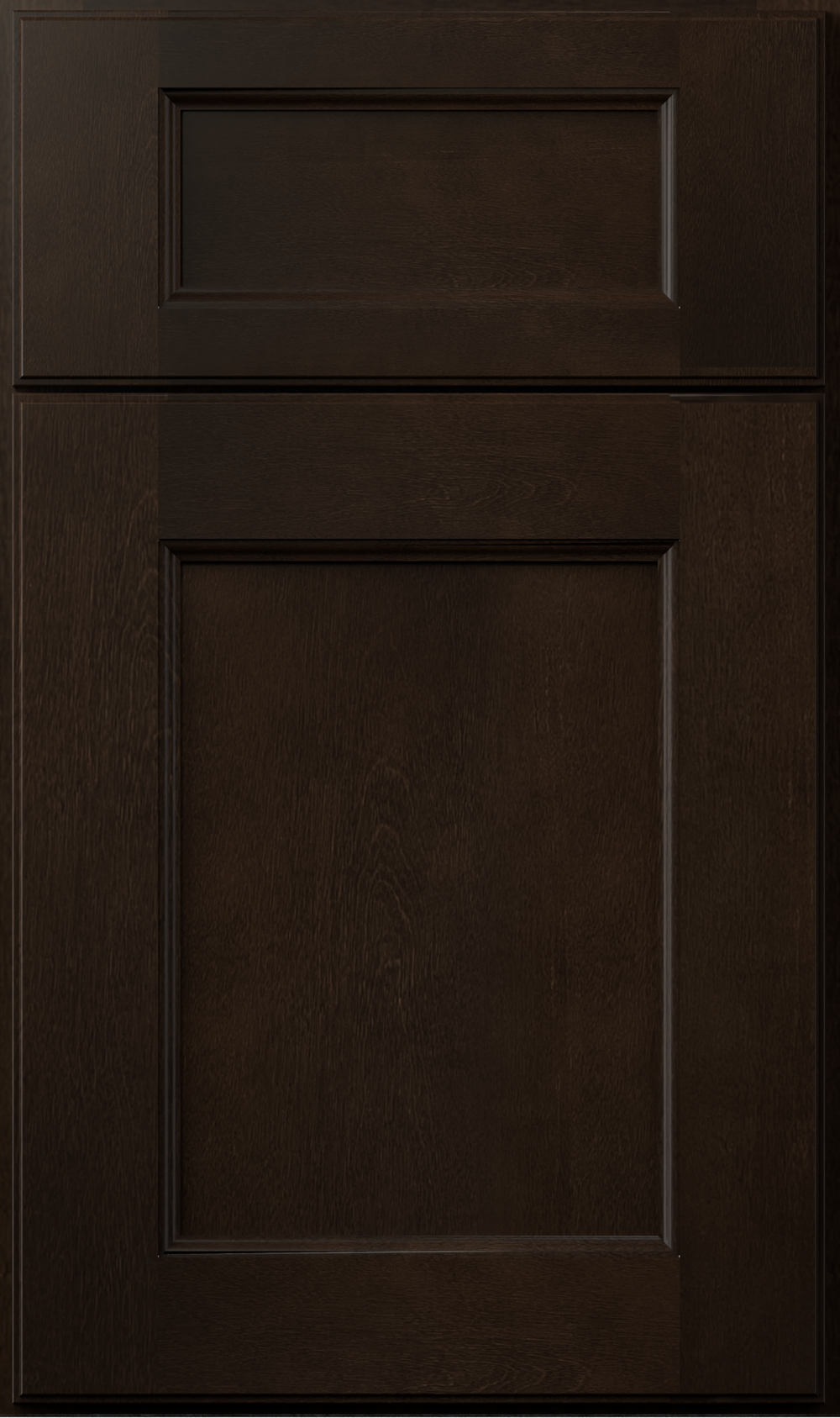 Allure Fusion Kona cabinet door with dark wood finish and contemporary design details.