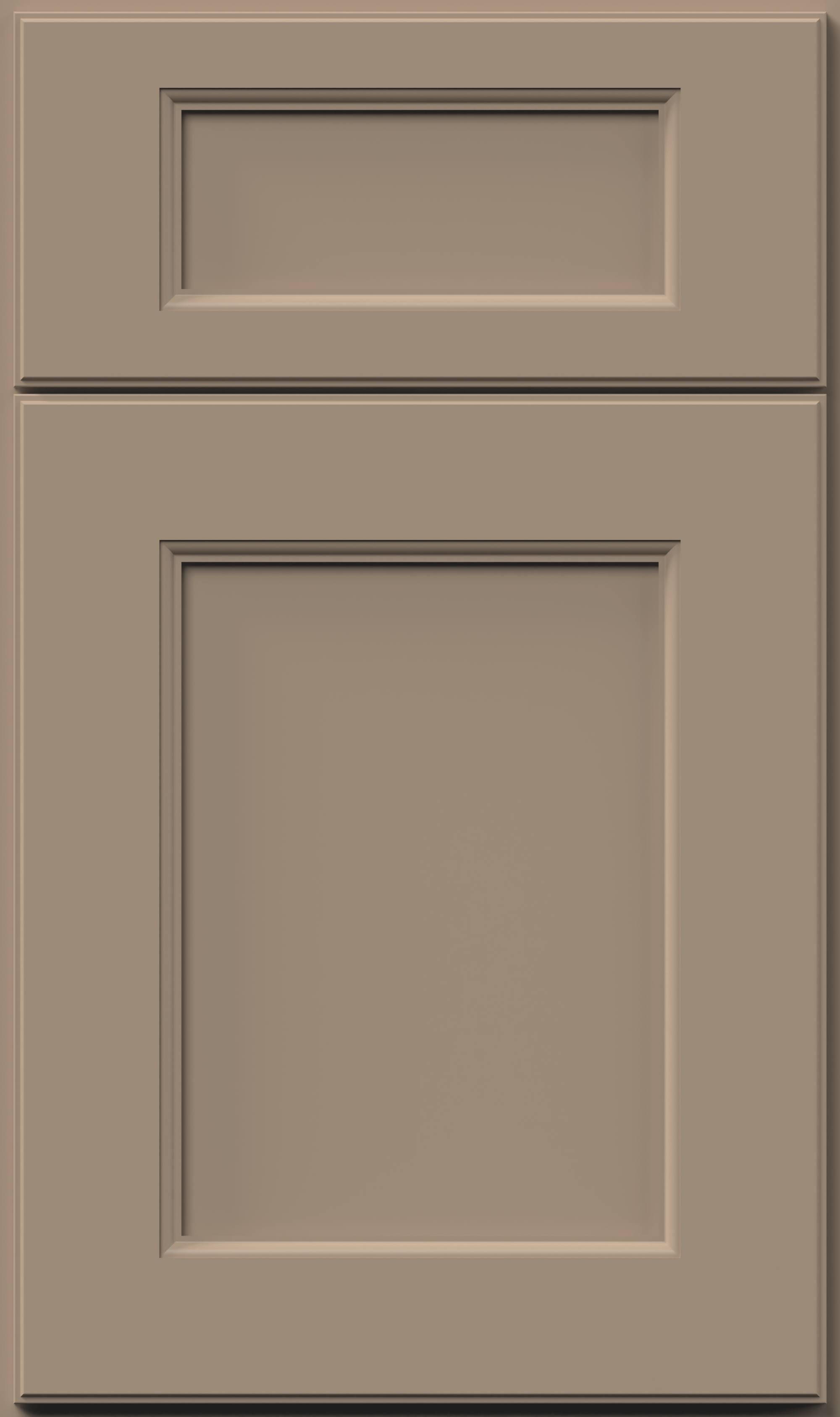 Allure Fusion Oyster cabinet door featuring wide rail moldings and a beige finish with grey undertones for a modern aesthetic.