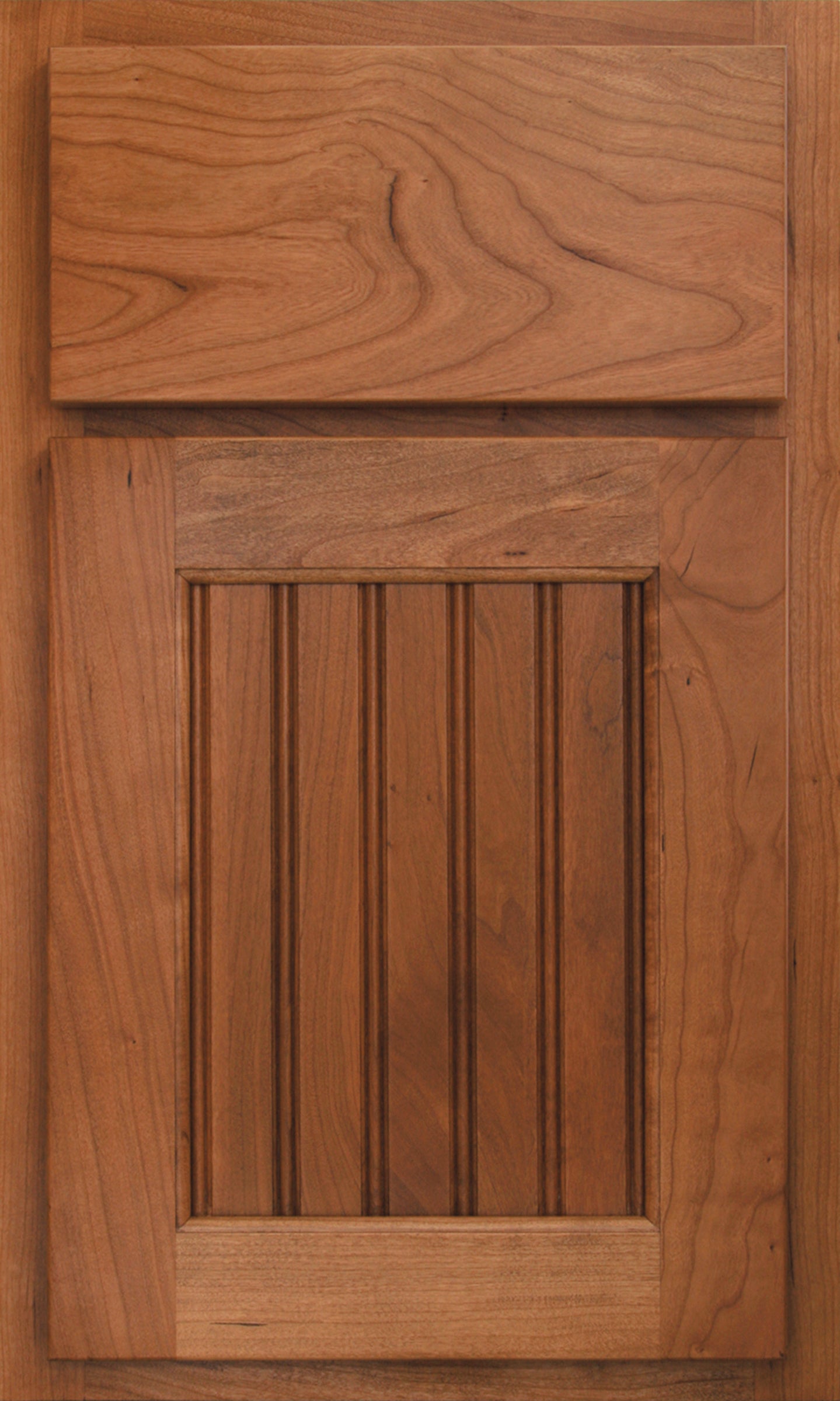 Beaded Century cabinet door by Shiloh featuring customizable wood grain design and elegant highlight options.