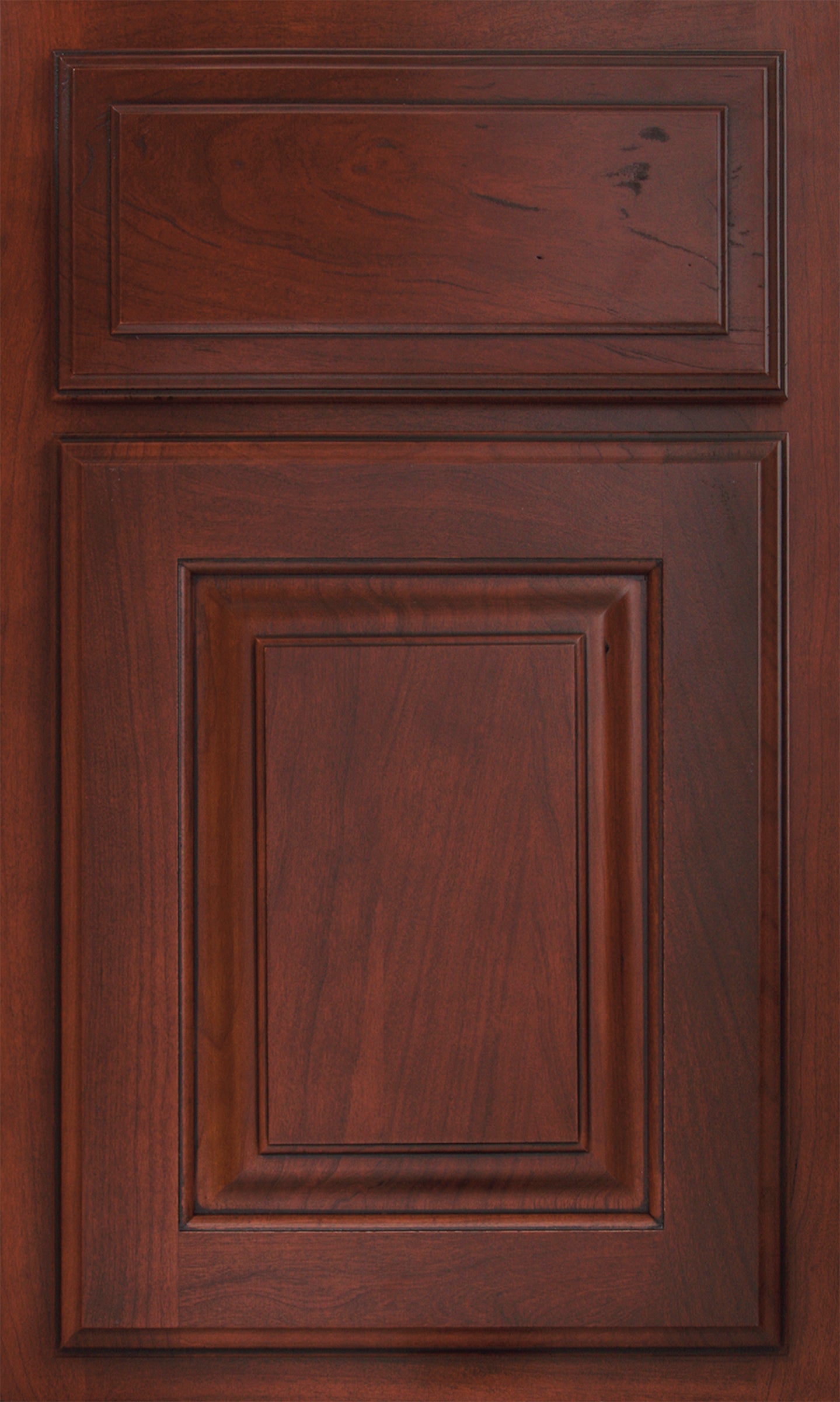 Oxford Raised cabinet door by Shiloh, showcasing a rich wood finish and customizable design options for kitchens.