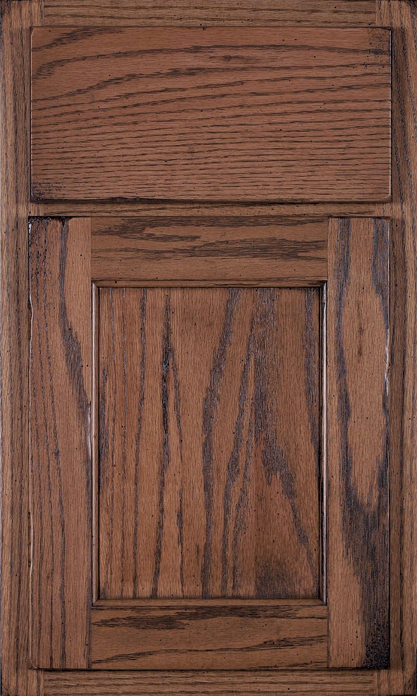 Shiloh Square Flat cabinet door featuring a rich wood grain design and customizable options for kitchen design.