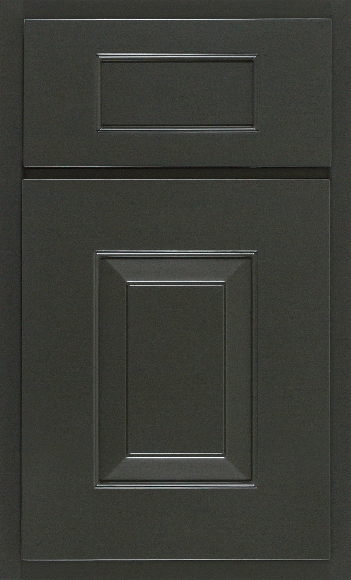 Shiloh customizable cabinet door in a sleek black finish, featuring modern design with raised panels.