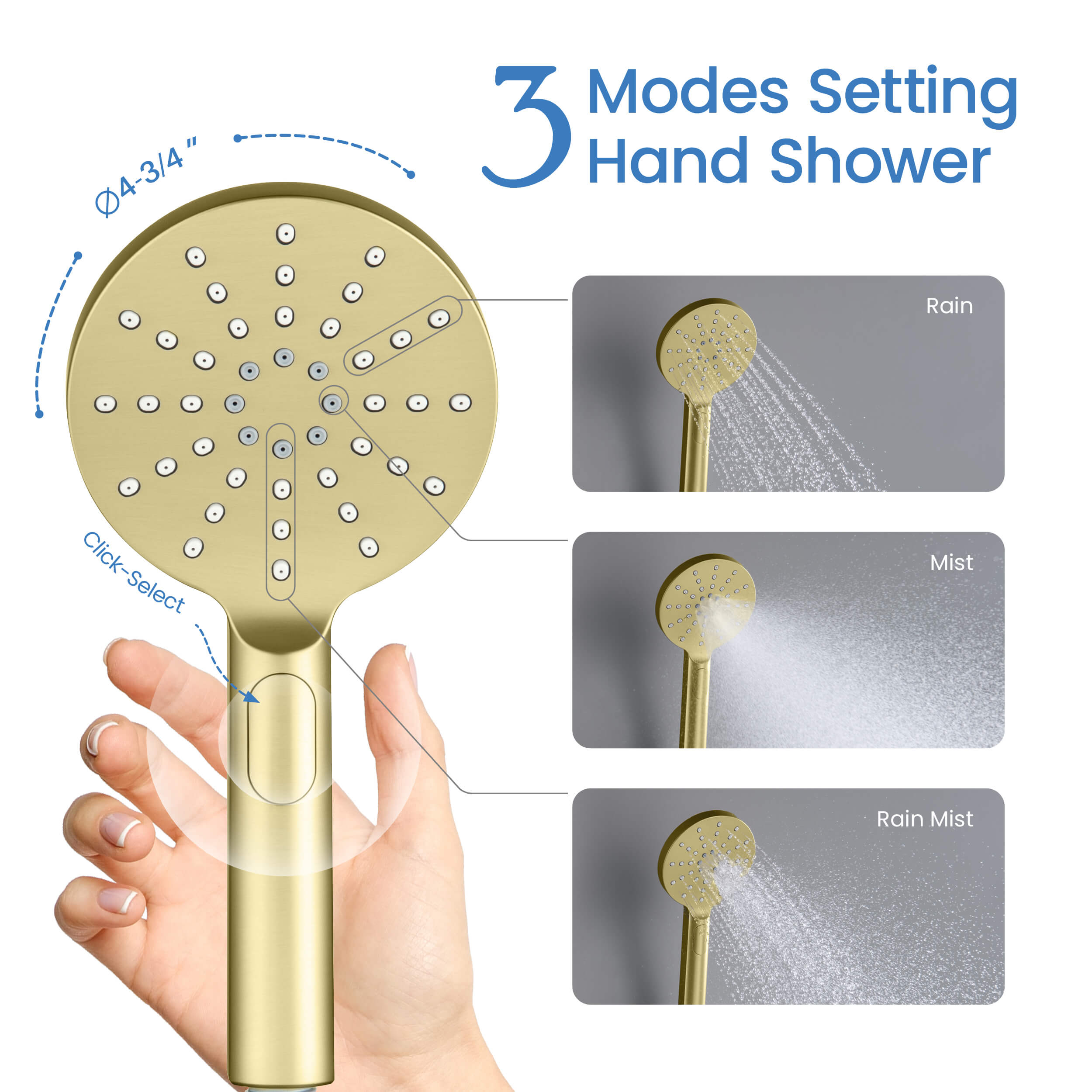 Halo Premium ABS 3 Mode Handheld Shower Head - HS100