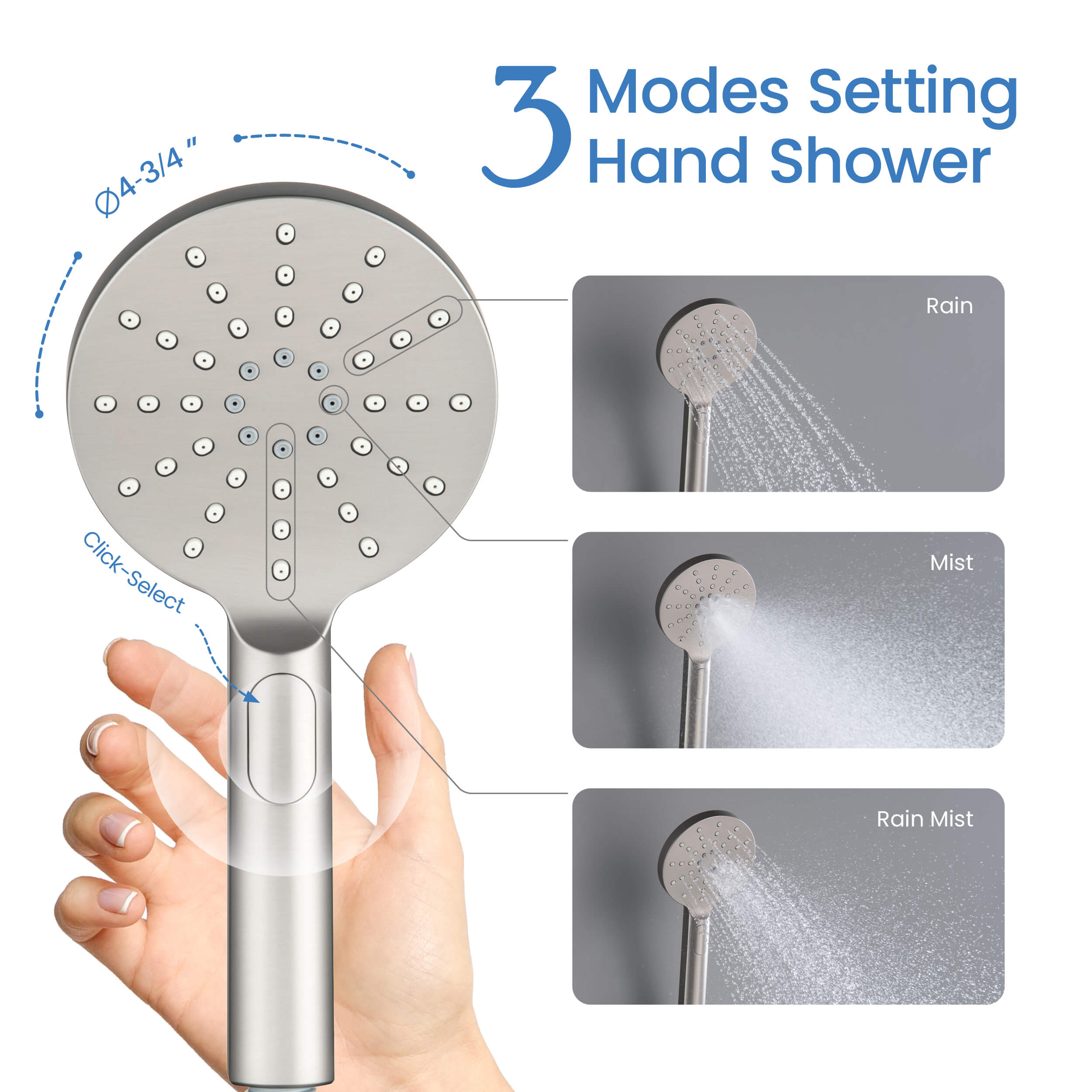 Halo Premium ABS 3 Mode Handheld Shower Head - HS100