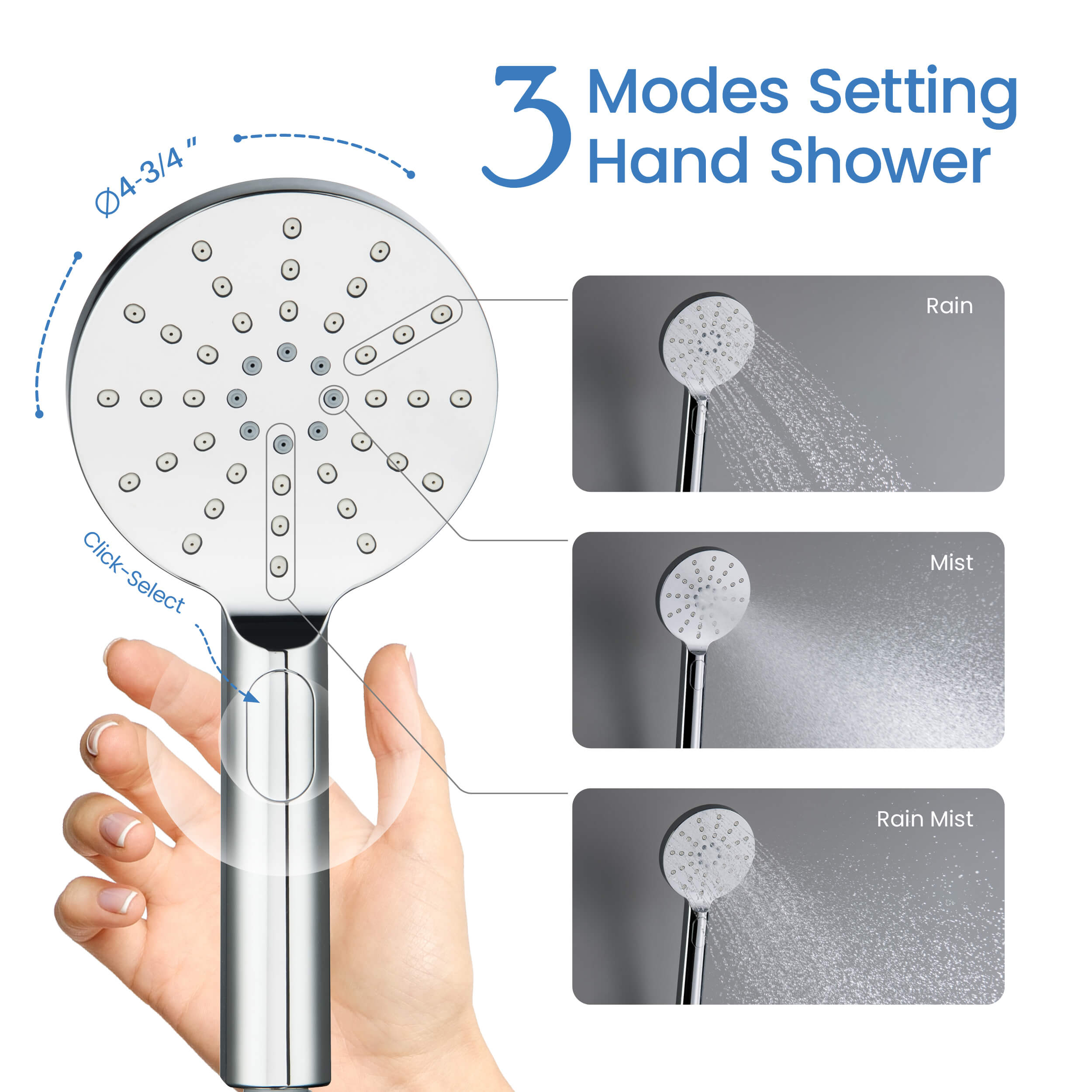 Halo Premium ABS 3 Mode Handheld Shower Head - HS100
