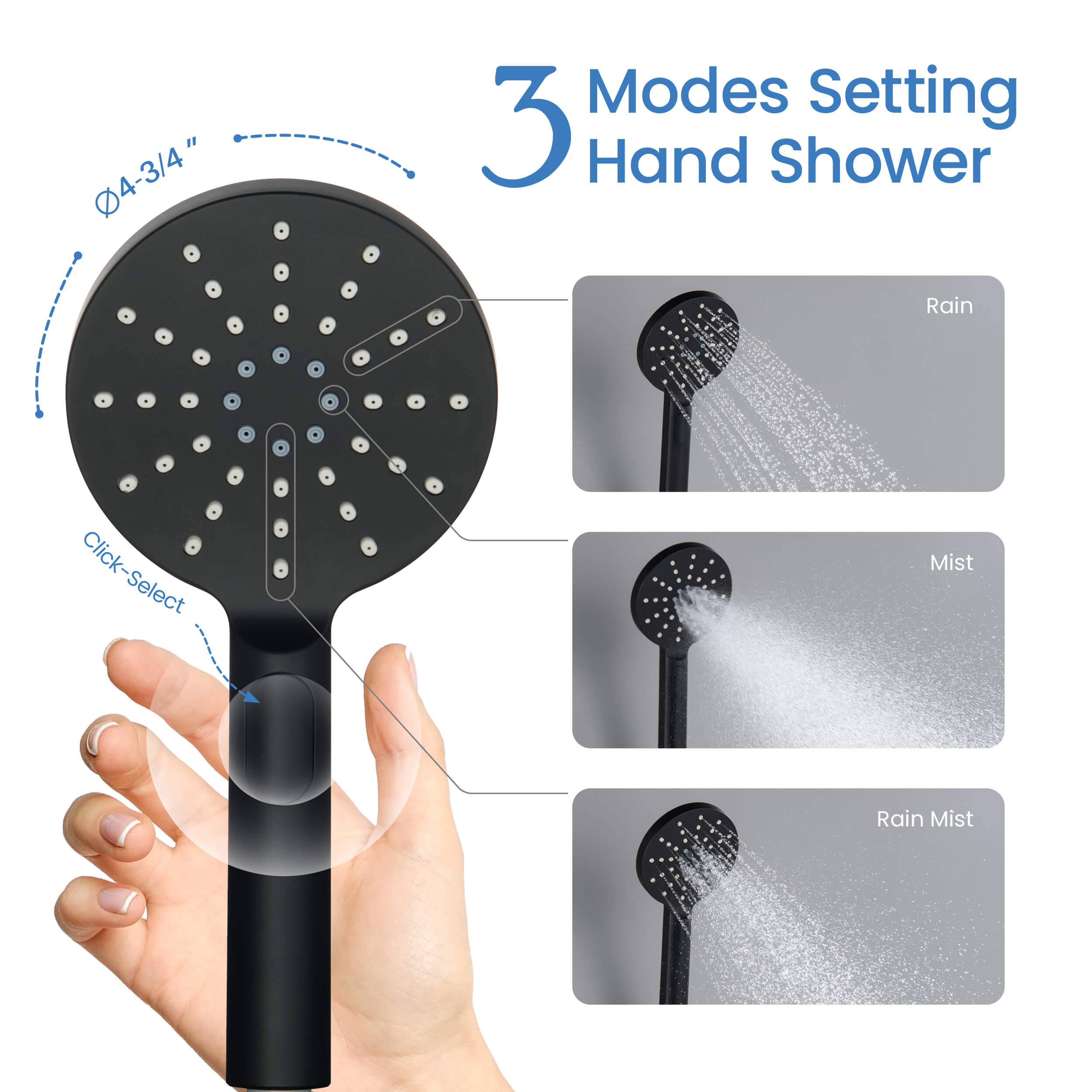 Halo Premium ABS 3 Mode Handheld Shower Head - HS100