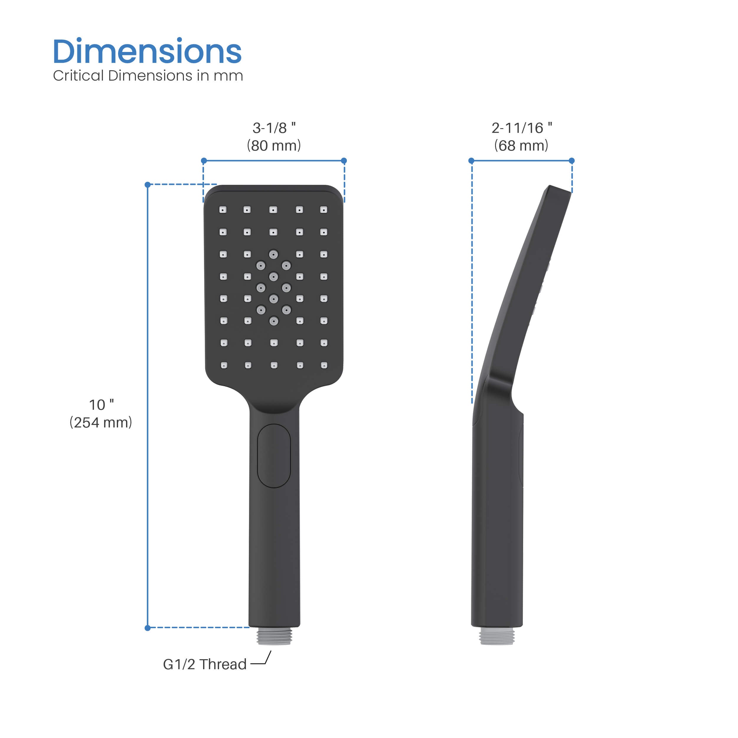 Quadro Premium ABS 3 Mode Handheld Shower Head - HS101