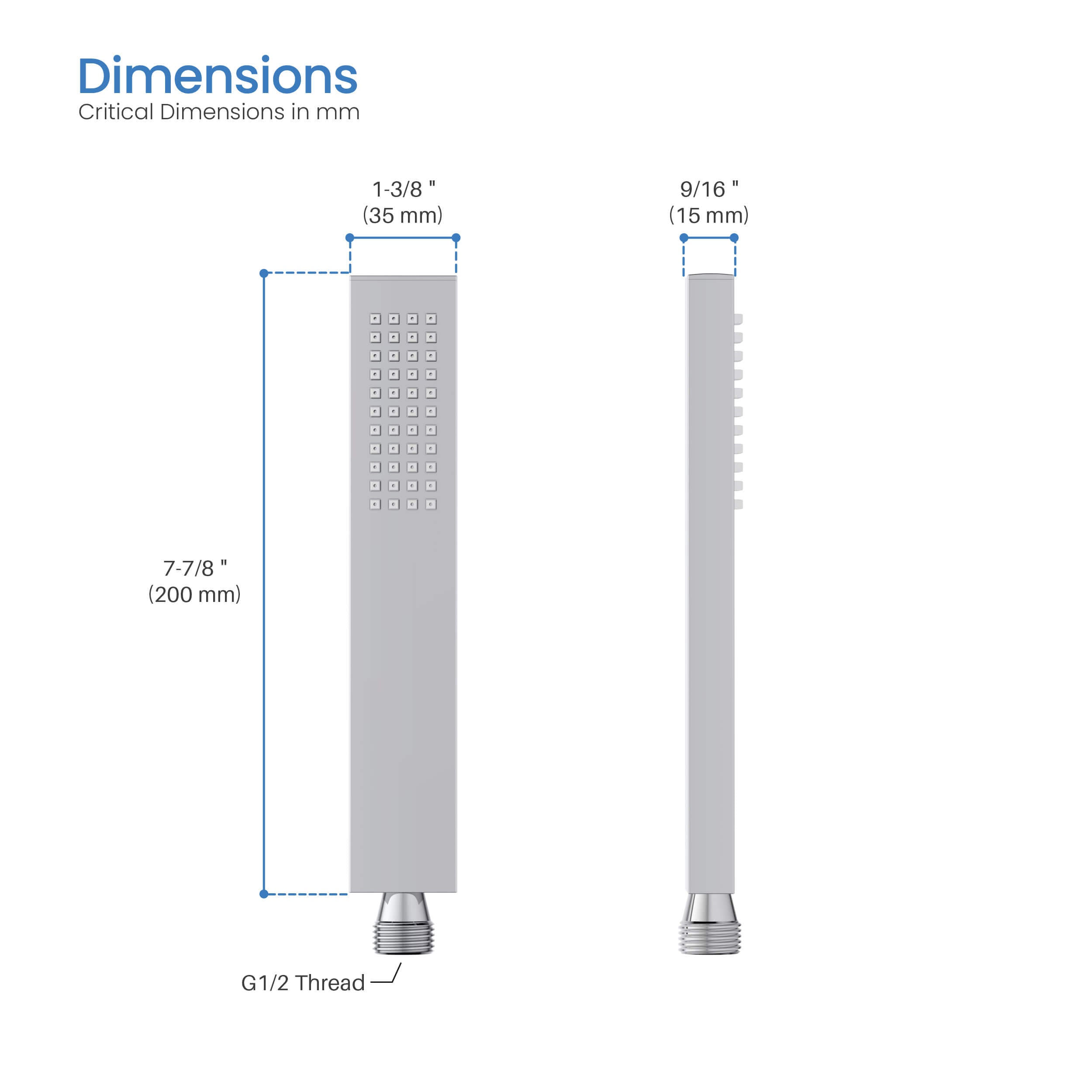 Quadro Metal Handheld Shower Head - HS103