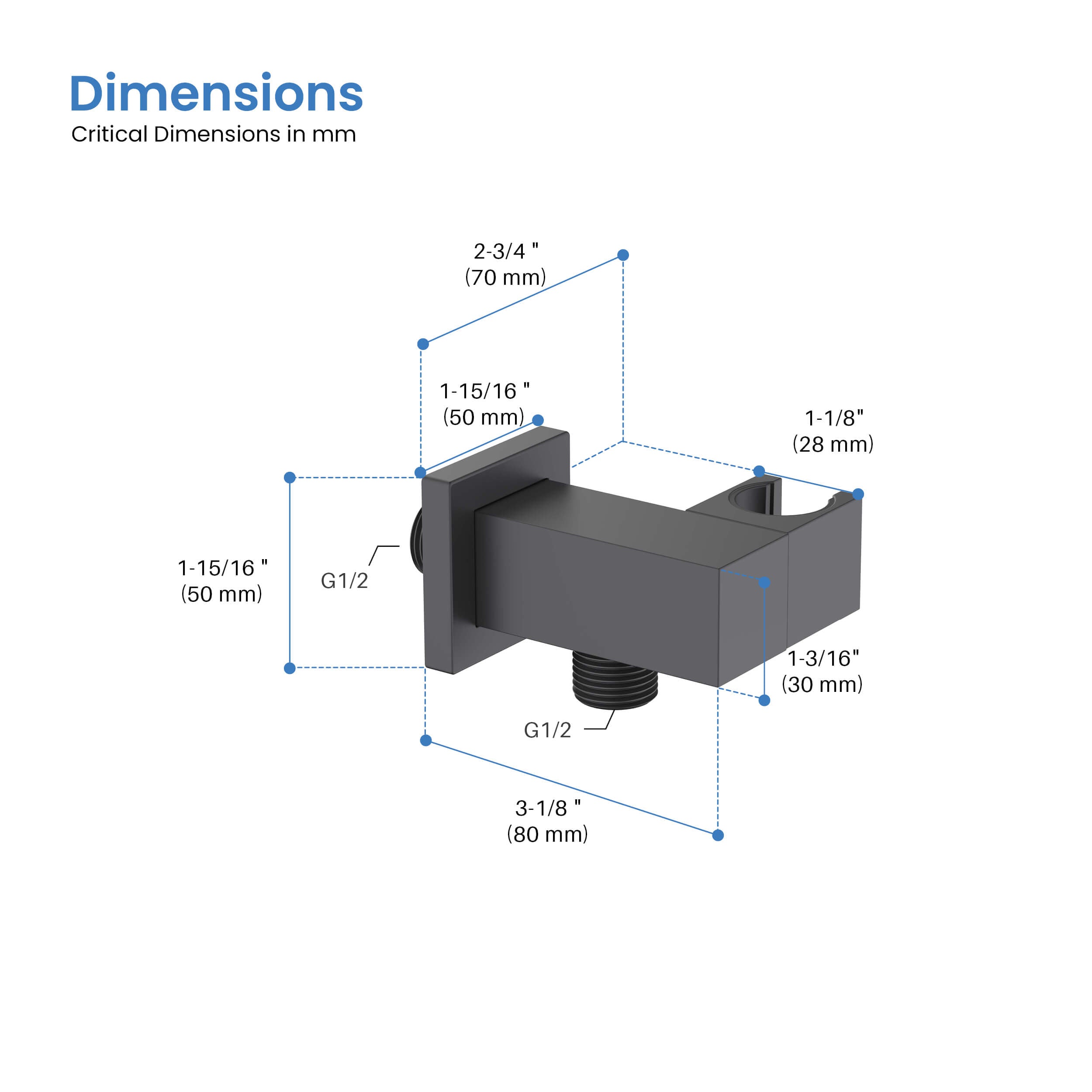 Quadro Wall Mounted Angle Adjustable Handheld Shower Holder - HSH101