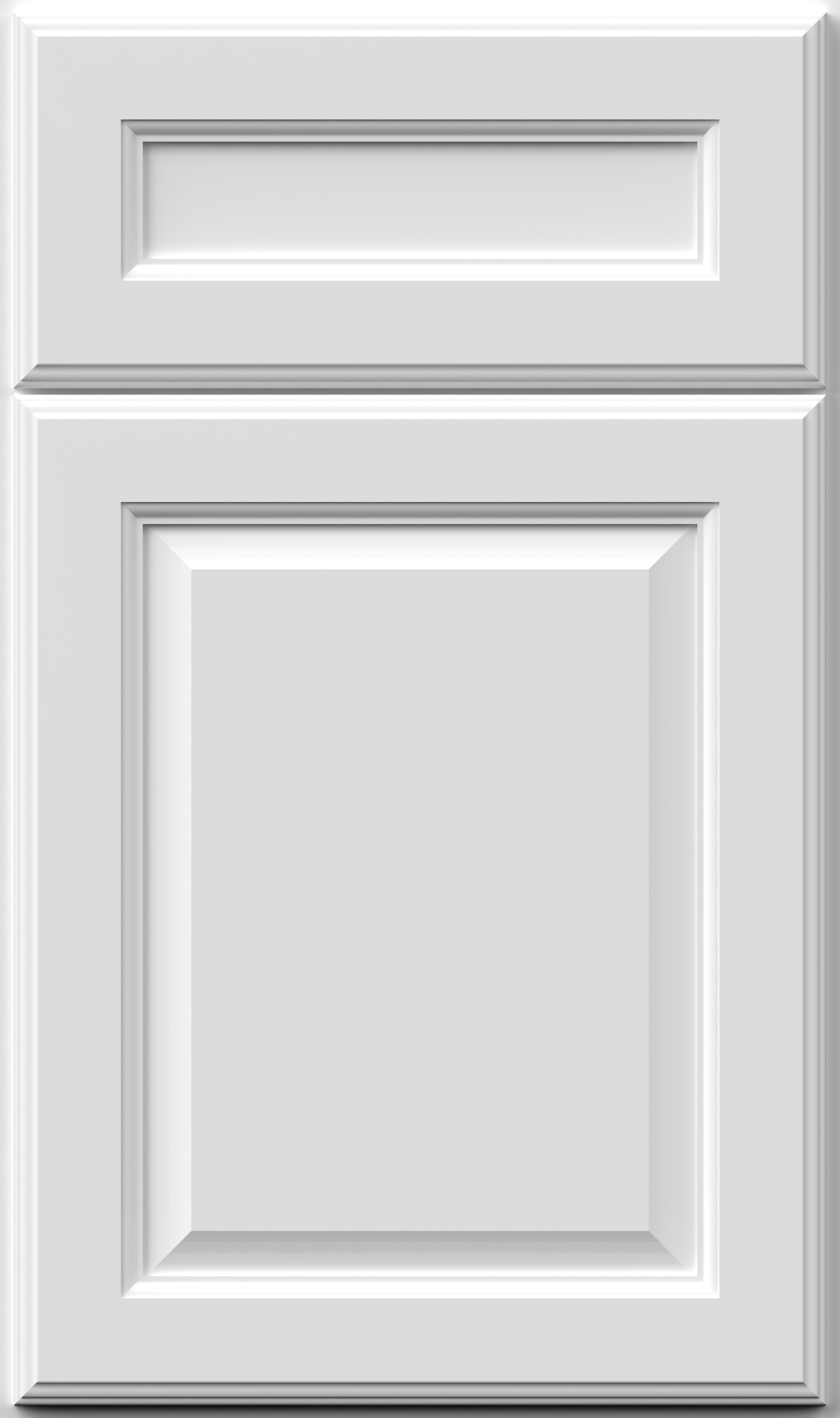 Value Premium Hallmark Frost cabinet door with raised panels, ideal for a modern white kitchen.