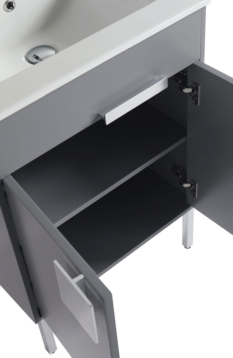 24" V9003 Vanity with Ceramic Sink (Matte Grey)