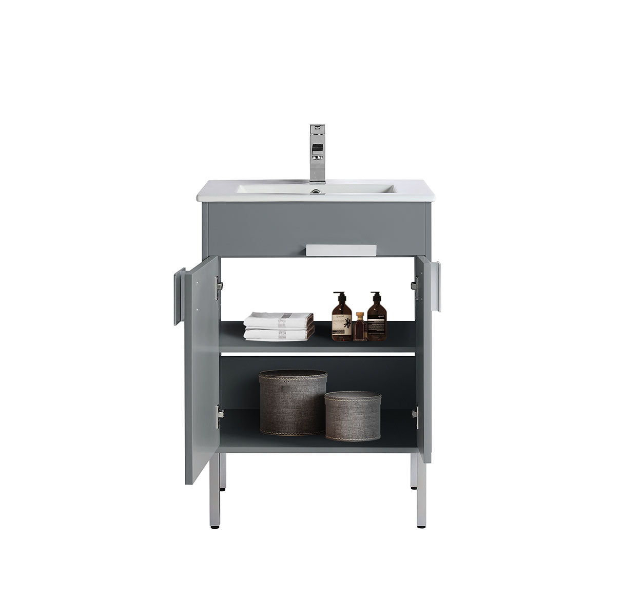 24" V9003 Vanity with Ceramic Sink (Matte Grey)