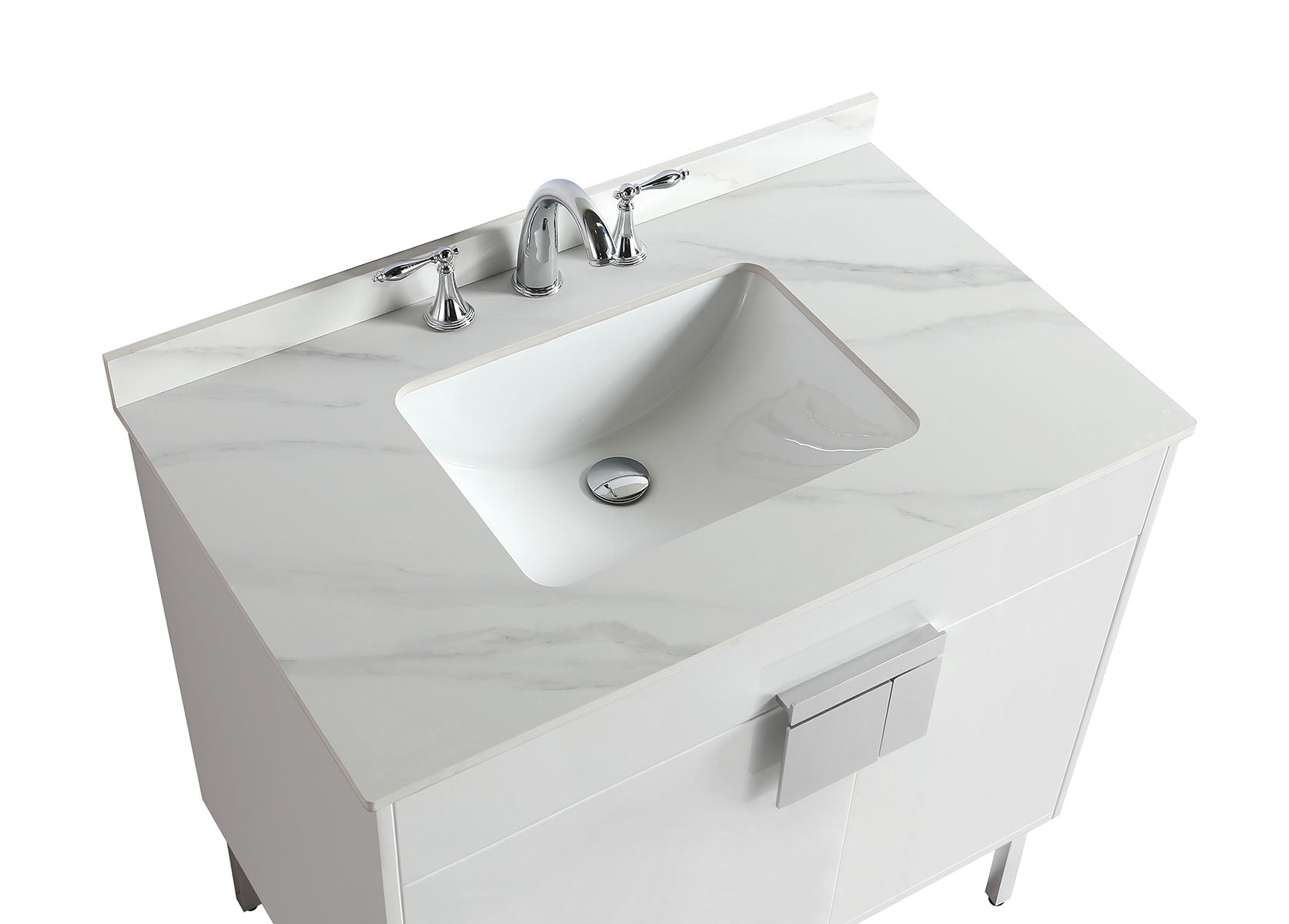 36" V9003 Vanity with Sintered Stone Countertop (Glossy White)