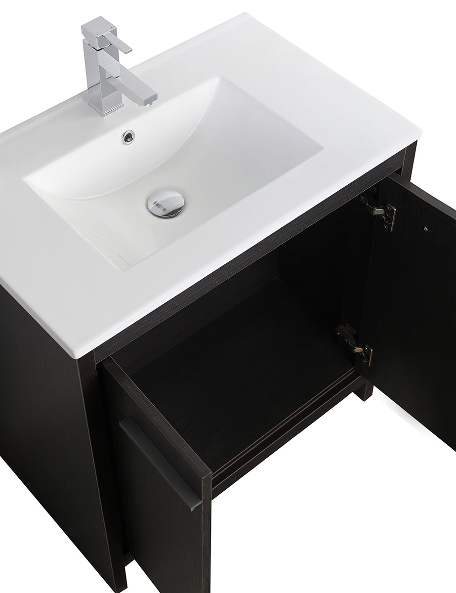 30" V9004 Vanity with Ceramic Sink (Charcoal Grey)