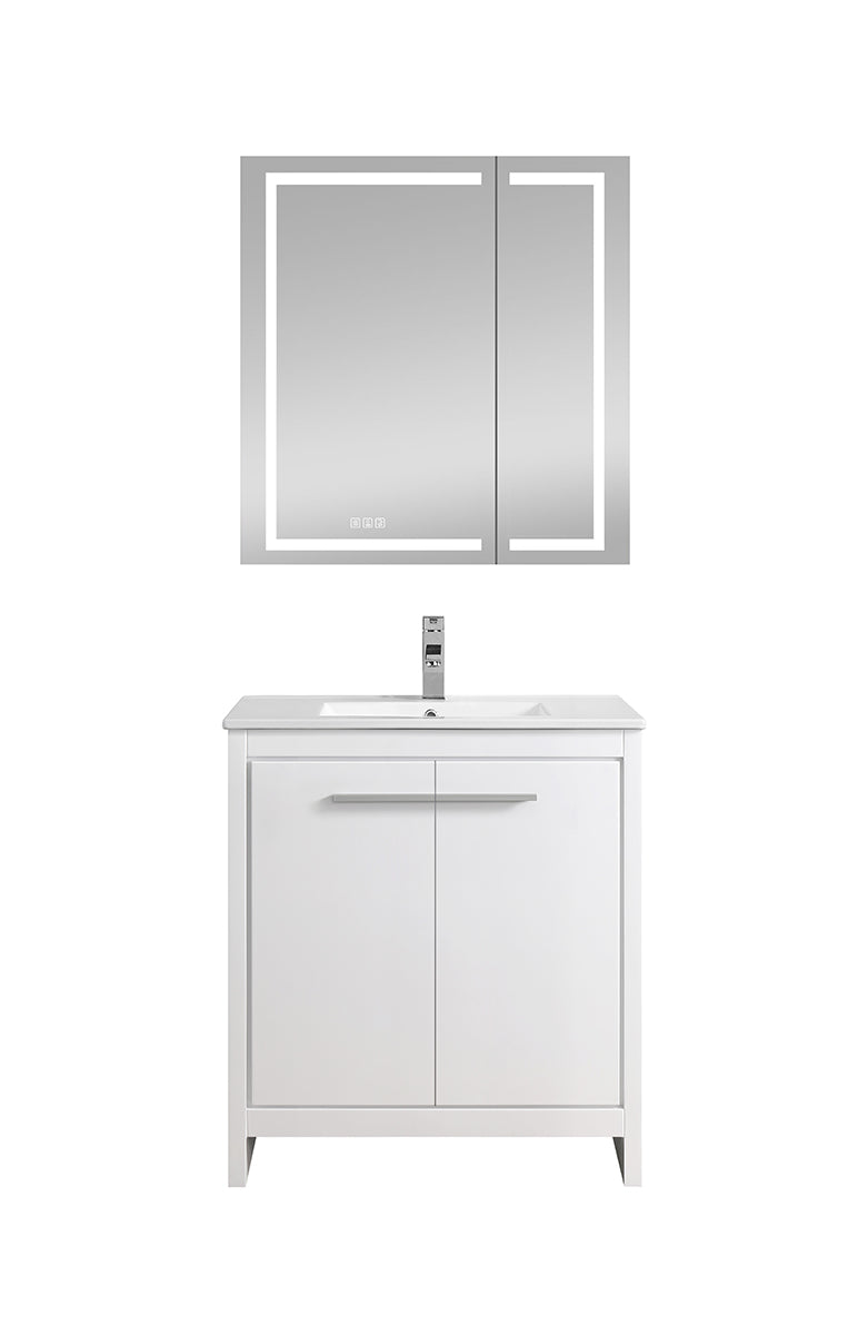 24" V9004 Vanity with Ceramic Sink (Glossy White)