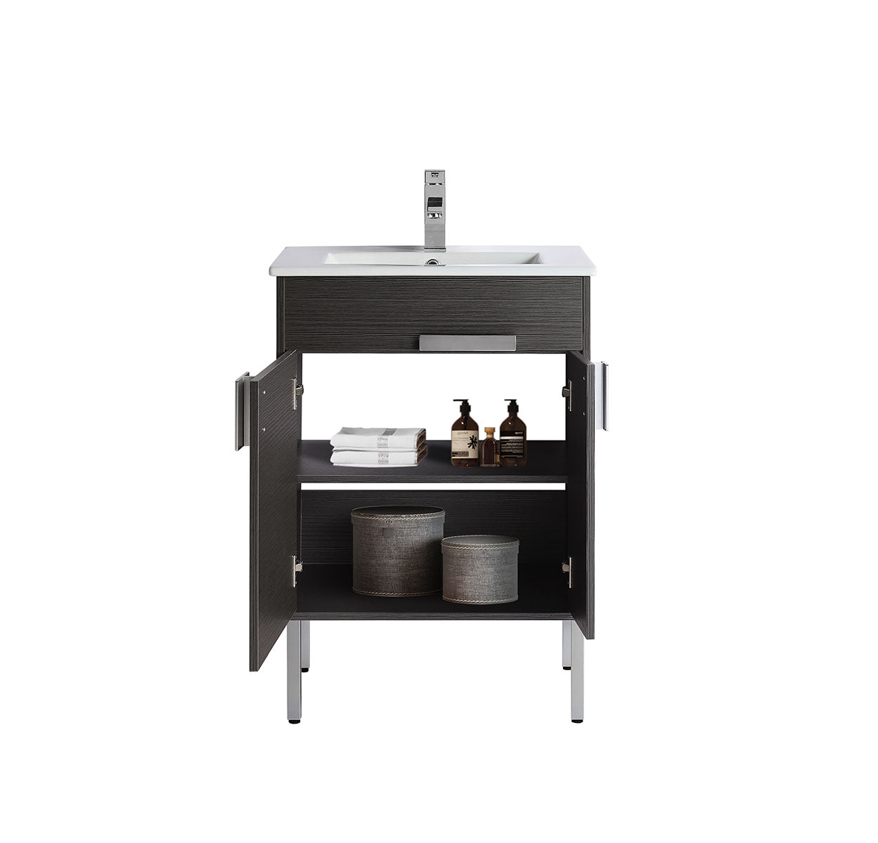 24" V9003 Vanity with Ceramic Sink (Charcoal Grey)
