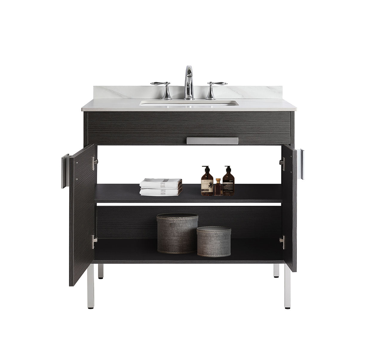 36" V9003 Vanity with Sintered Stone Countertop (Charcoal Grey)