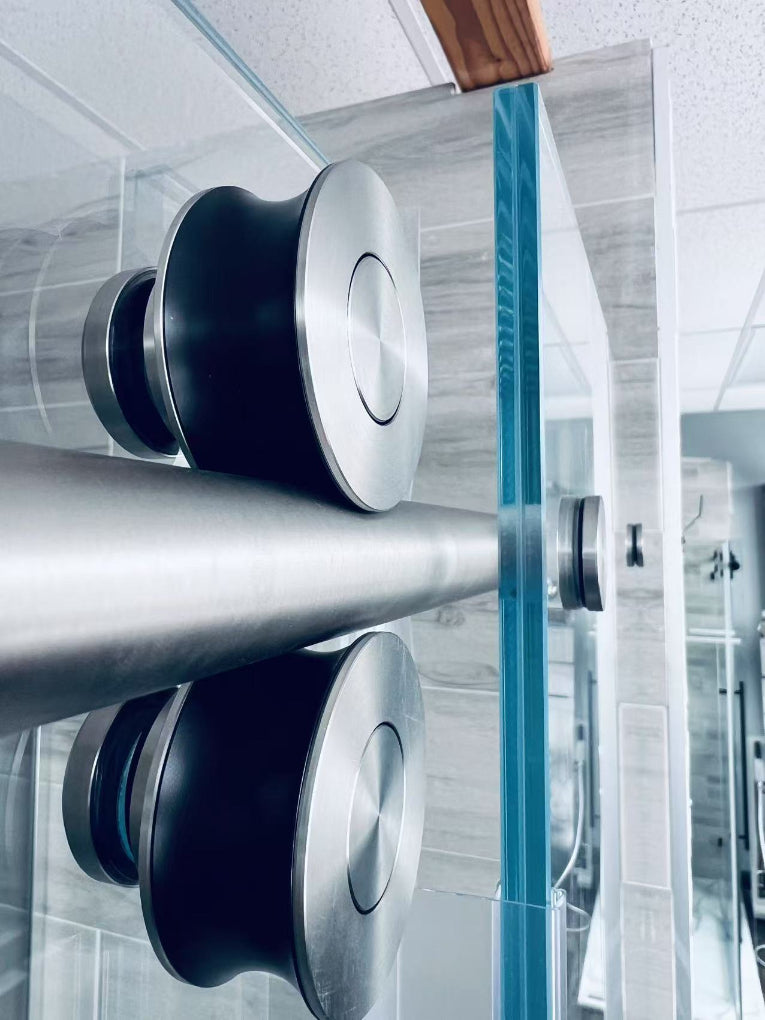 Low Iron & Laminated 60"W x 80" H Frameless Single Sliding (Brushed Nickel)