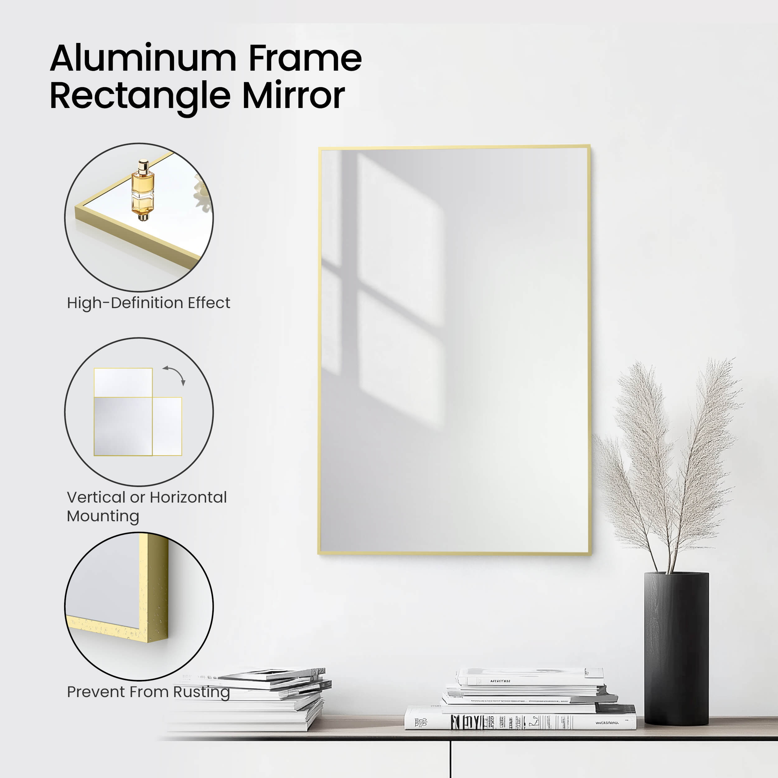 24" x 36" Shatterproof Wall Mount Metal Frame Mirror - FM1-2436 - Shop at Home Craft Studio - 8