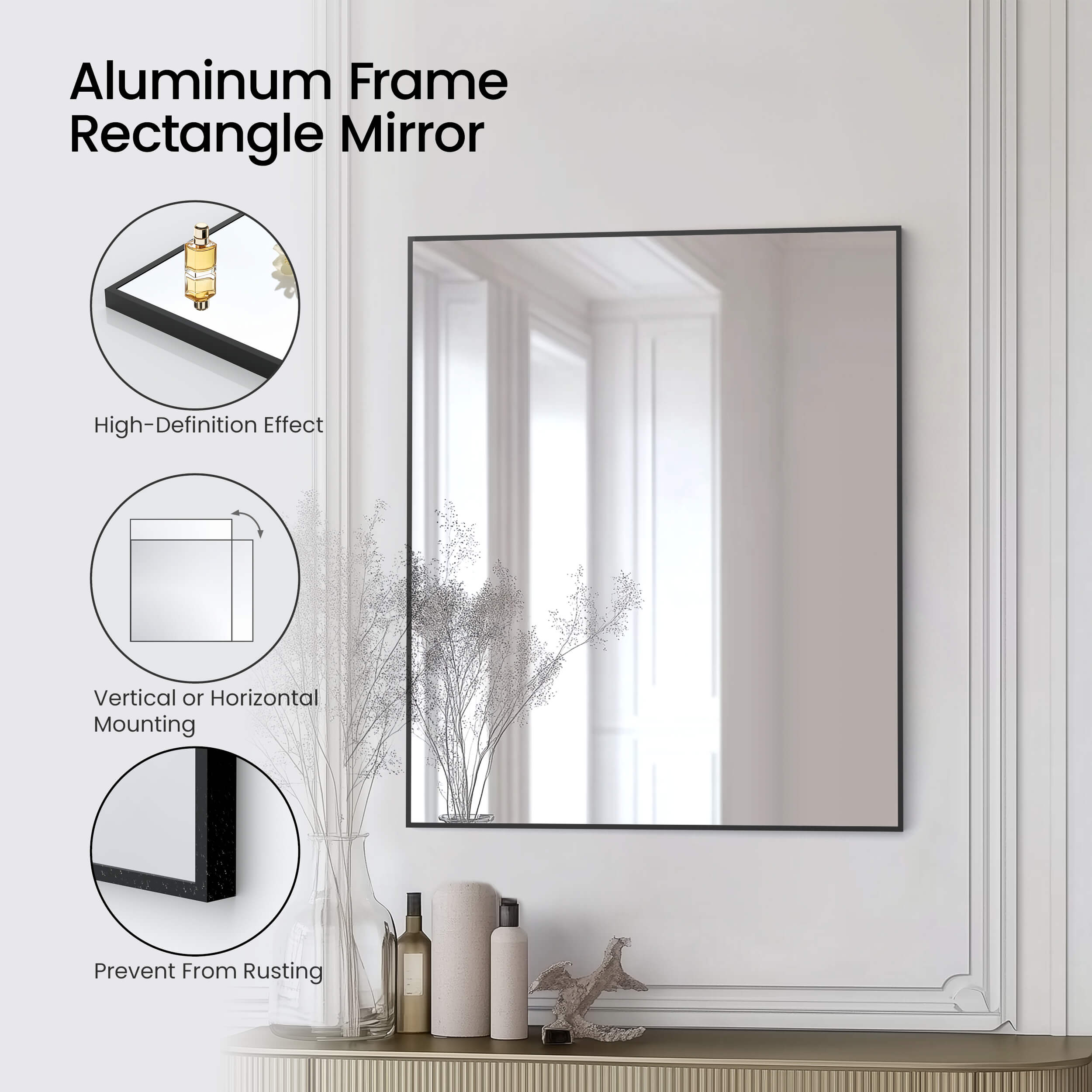 30" x 36" Shatterproof Wall Mount Metal Frame Mirror - FM1-3036 - Shop at Home Craft Studio - 20